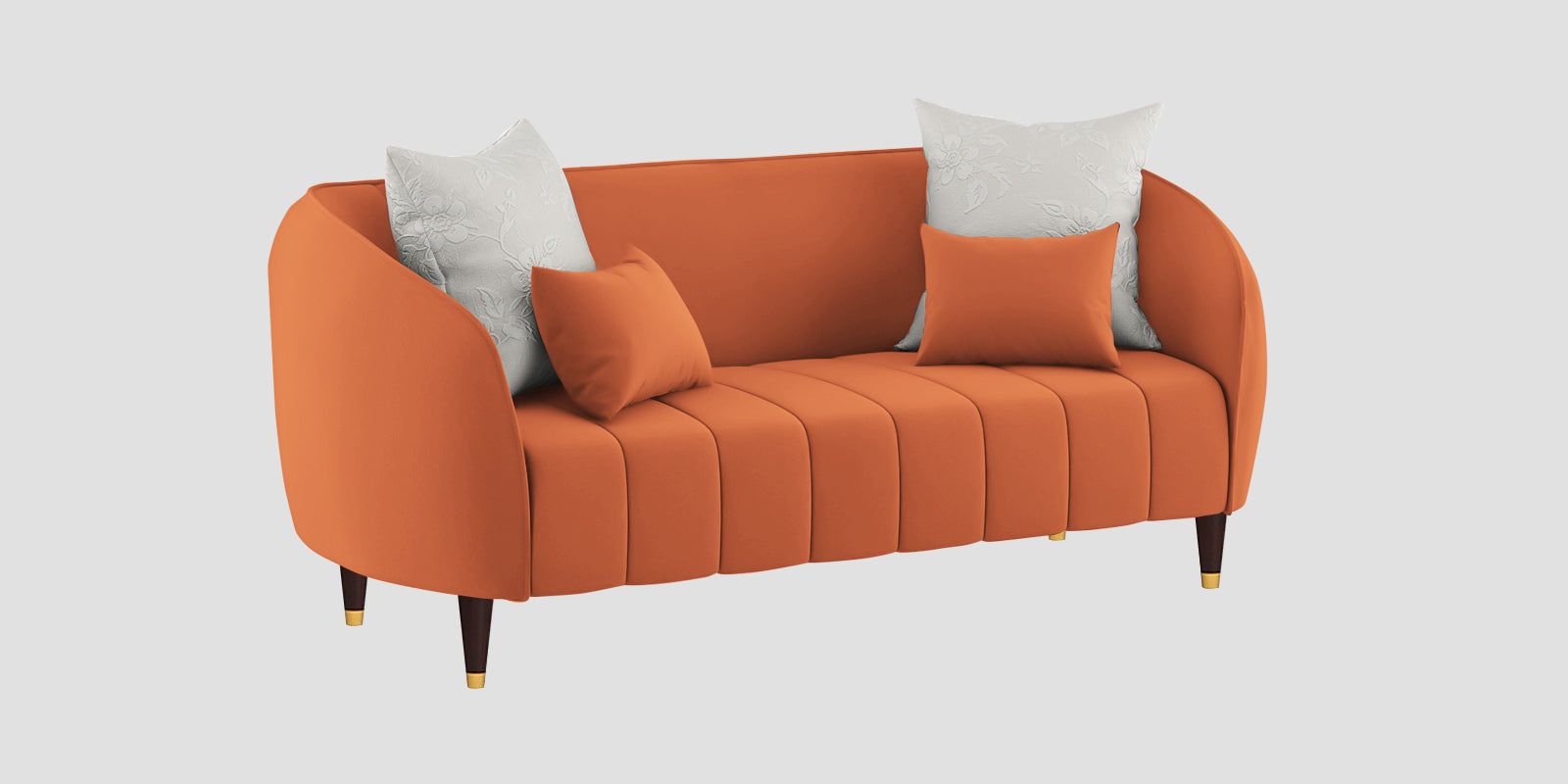 Hairo Velvet 2 Seater Sofa In Yam Orange Colour - Febonic Living