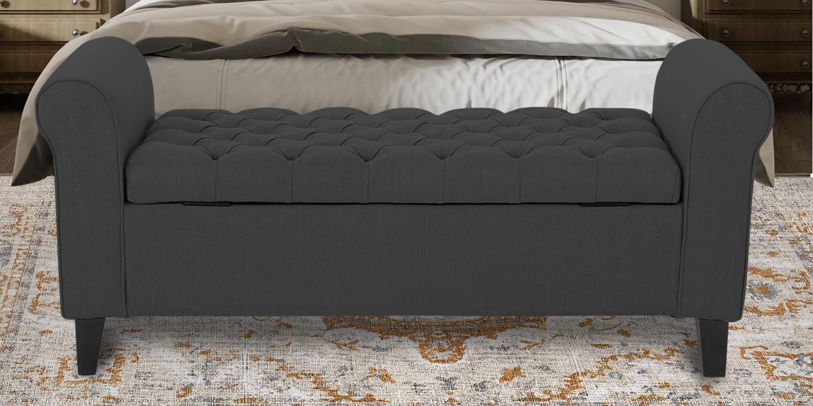 Nowia Fabric 2 Seater Recamier In Charcoal Grey Colour With Storage - Febonic Living