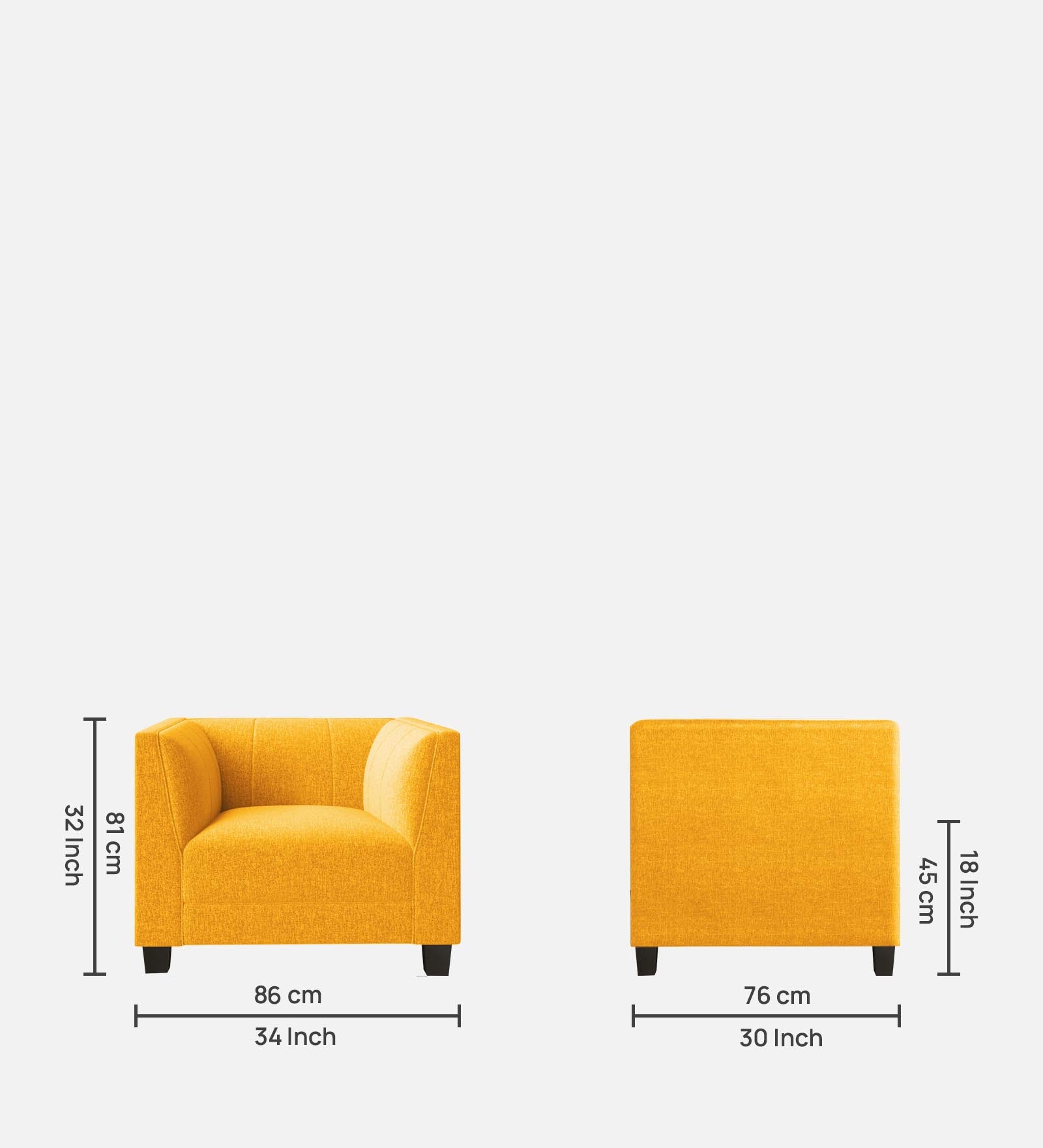 Chastin Fabric 1 Seater Sofa In Bold Yellow Colour - Febonic Living