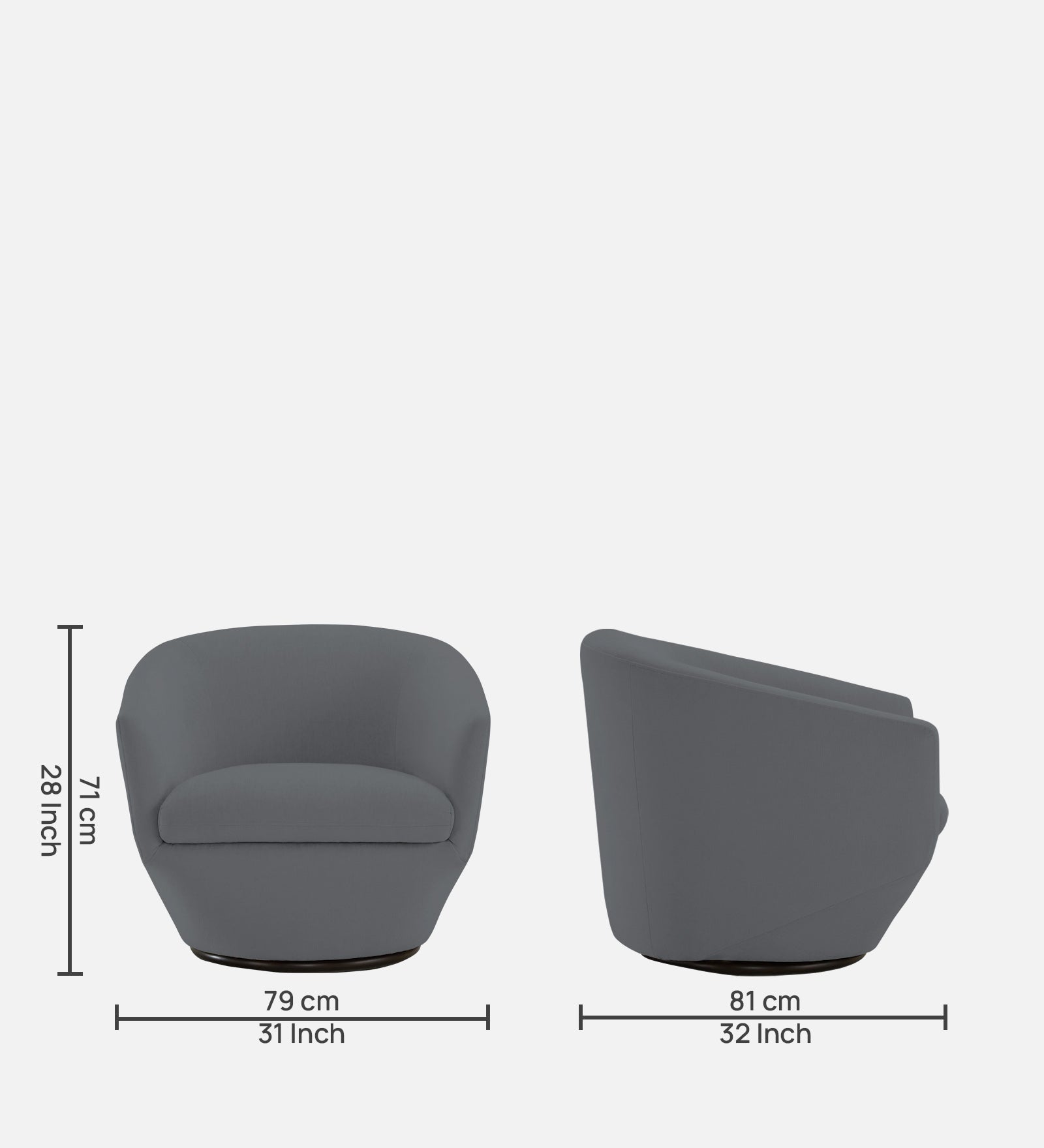 Haddie Velvet Swivel Chair In Pubble Grey Colour - Febonic Living