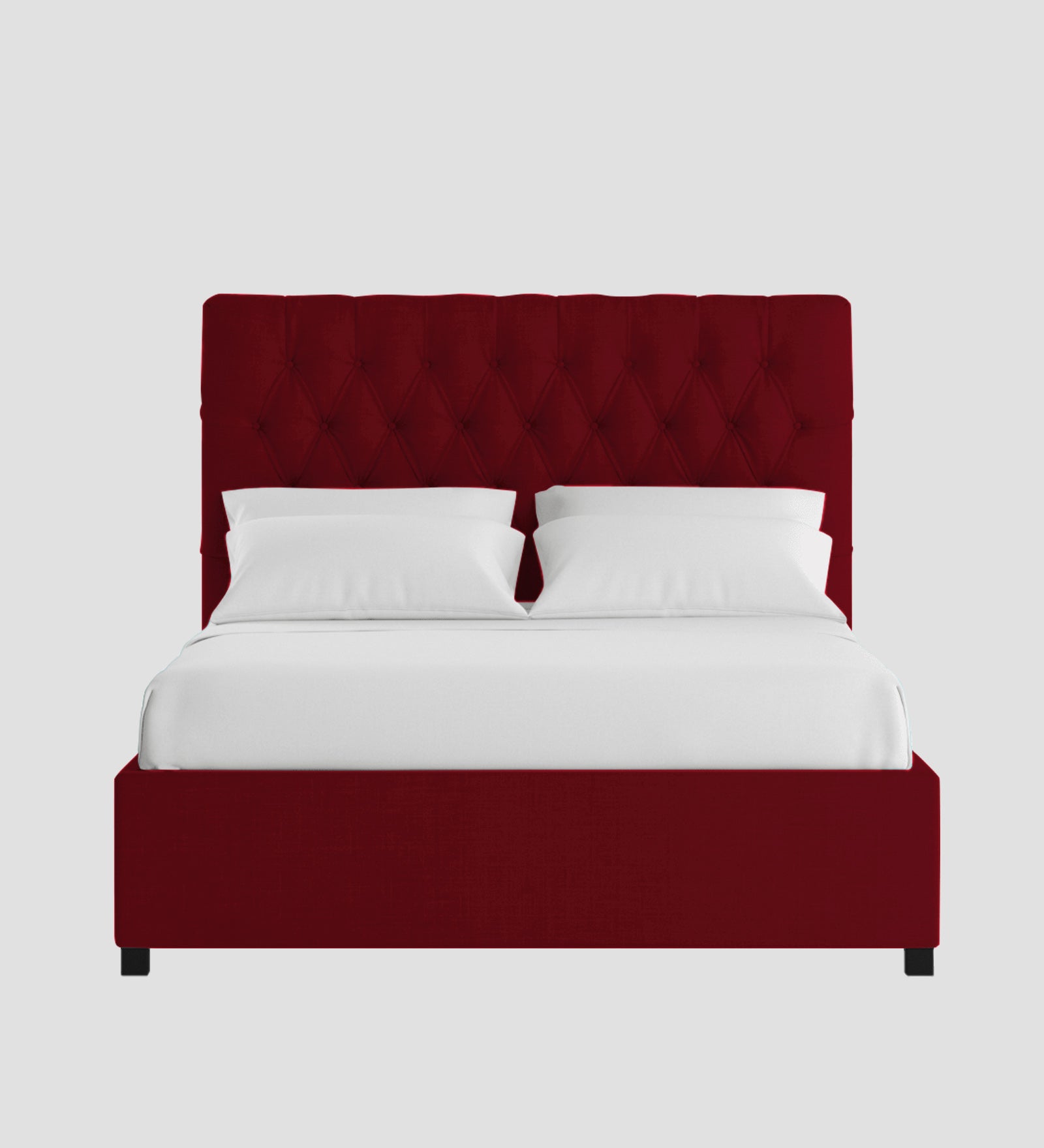 Isko Fabric King Size Bed In Ruby Red Colour With Storage Box - Febonic Living
