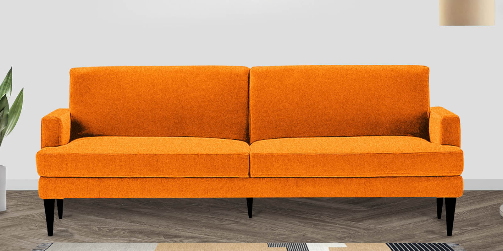 Zoya Fabric 3 Seater Convertible Sofa Cum Bed In Vivid Orange Colour - Febonic Living