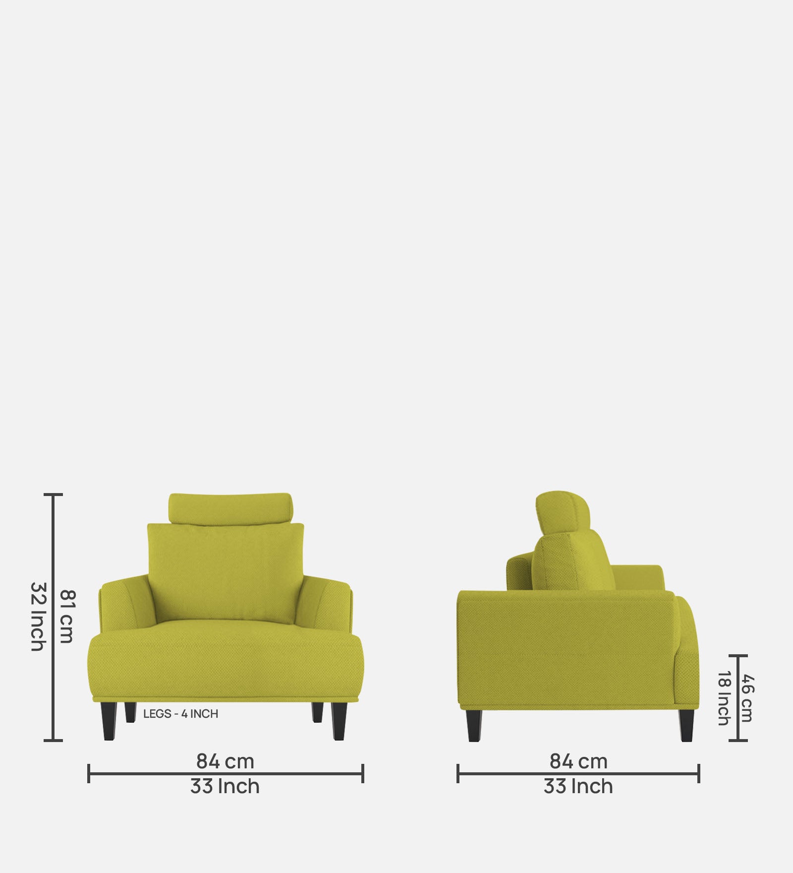 Como Fabric 1 Seater Sofa In Parrot Green Colour - Febonic Living