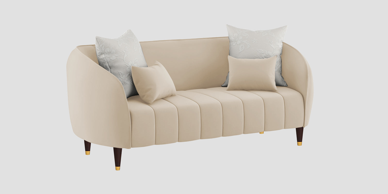 Hairo Velvet 2 Seater Sofa In Cream Beige Colour - Febonic Living