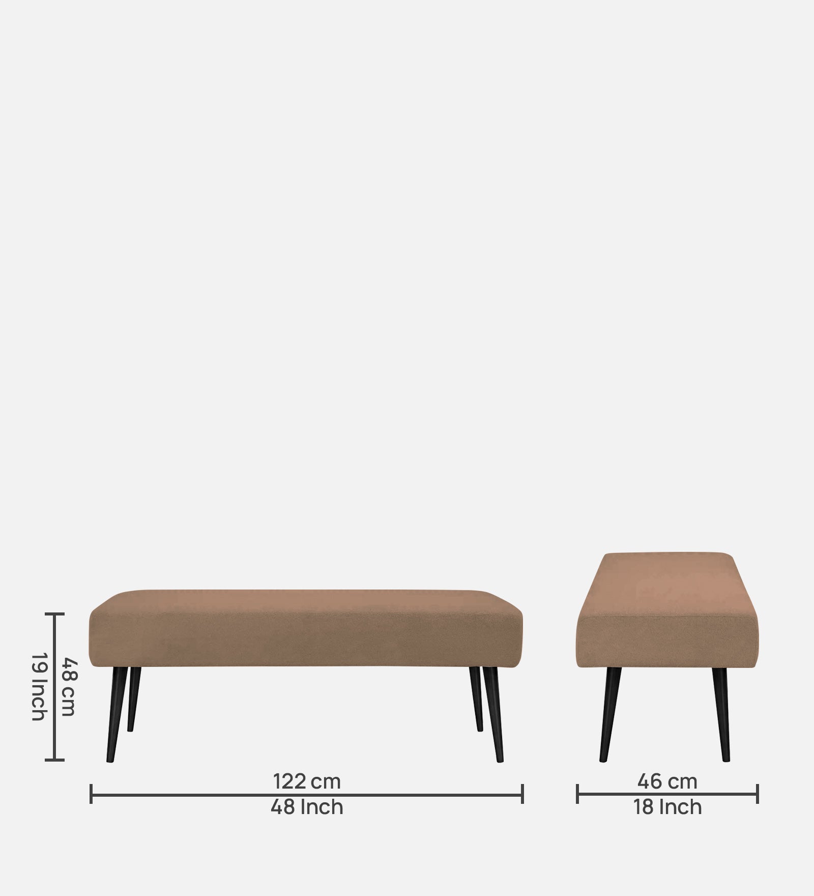 Orbit Fabric Bench In Cookie Beige Colour - Febonic Living