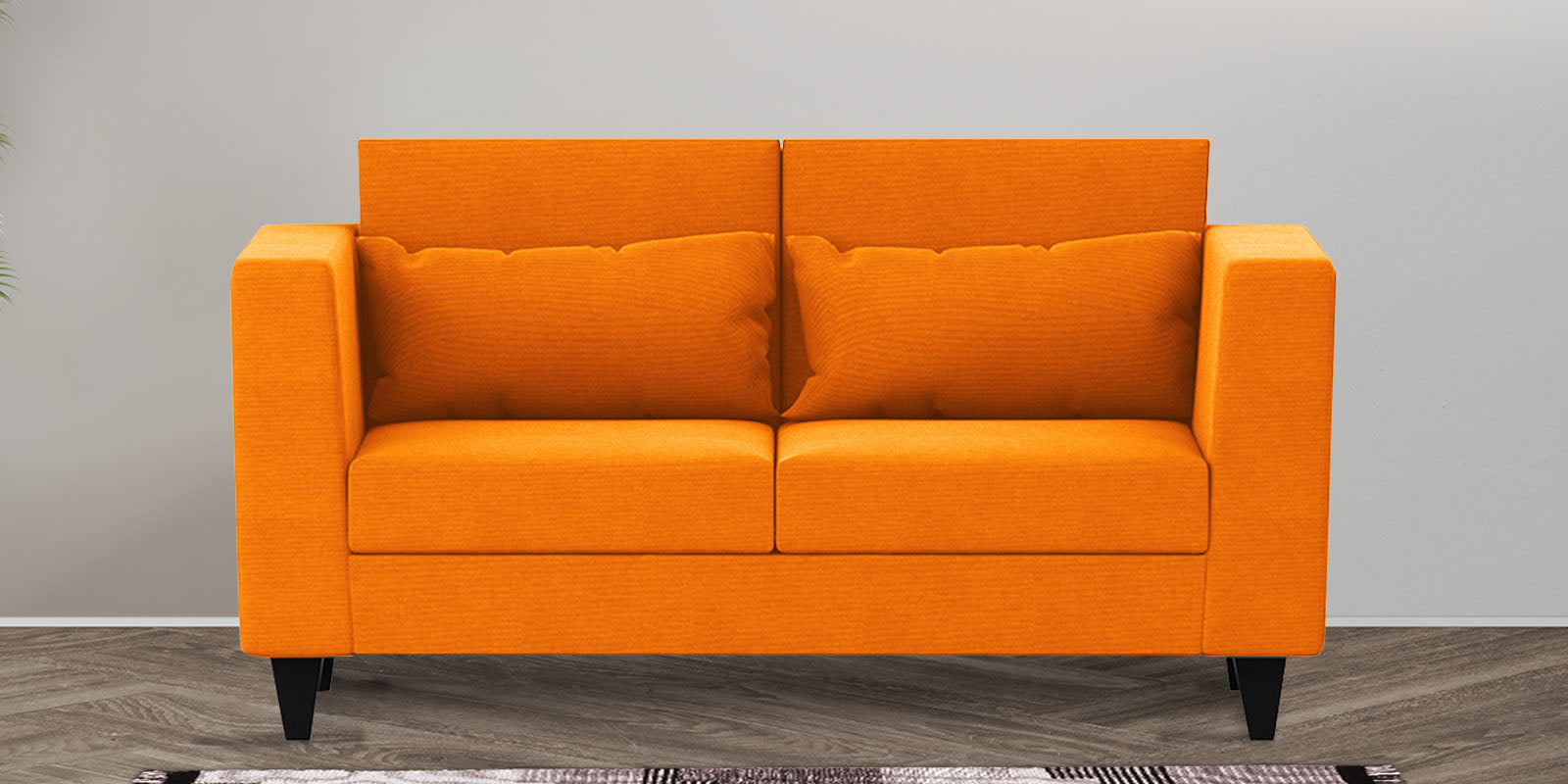 Nipul Fabric 2 Seater Sofa In Vivid Orange Colour - Febonic Living