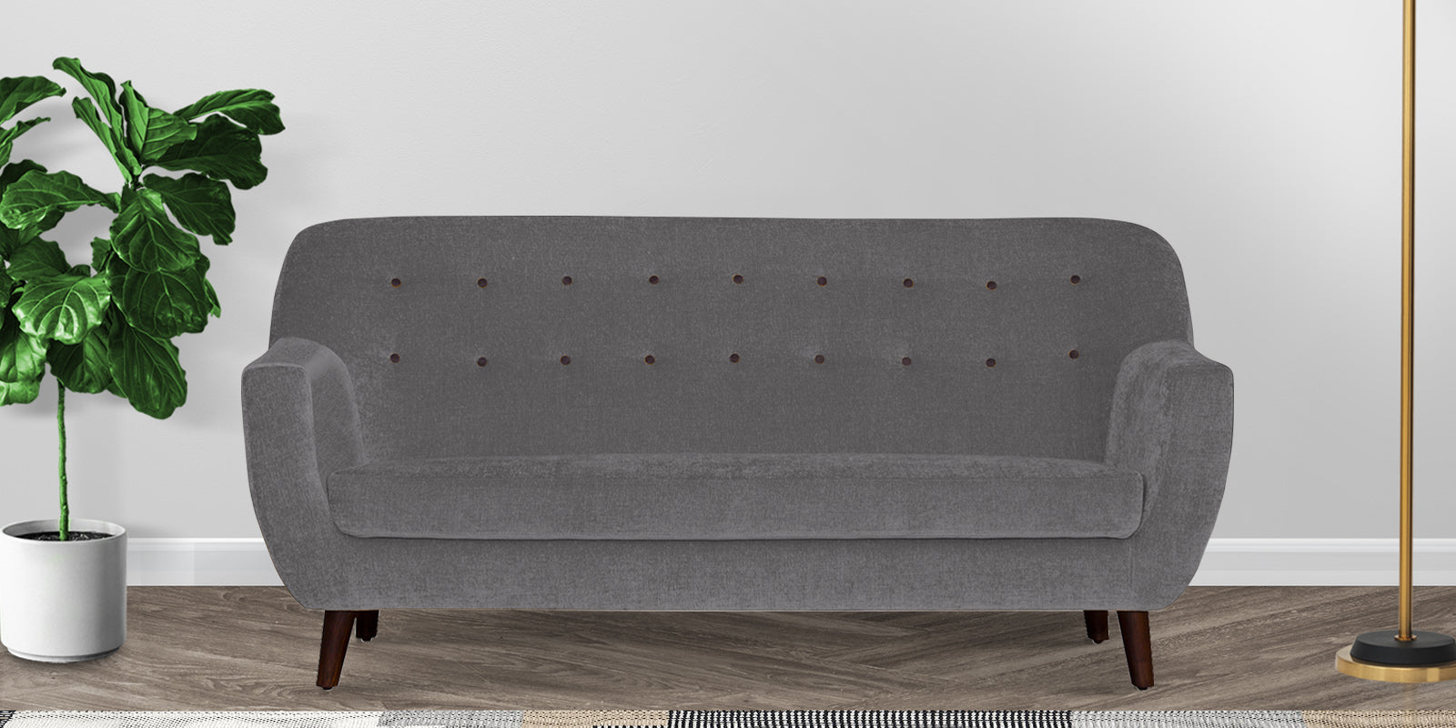 German Fabric 3 Seater Sofa In Sudo grey Colour - Febonic Living