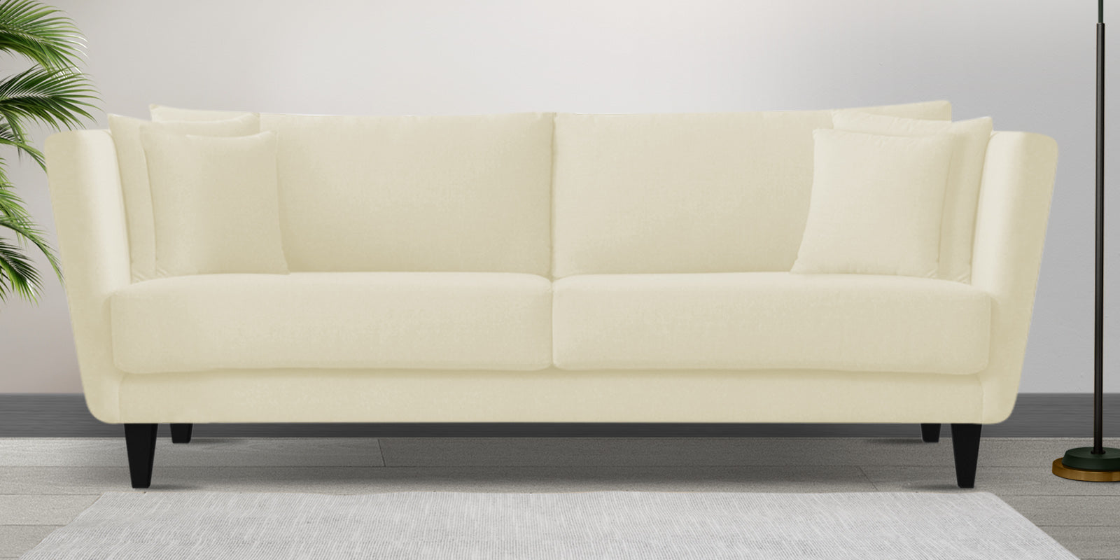 Norway Velvet 3 Seater Sofa In Warm White Colour - Febonic Living