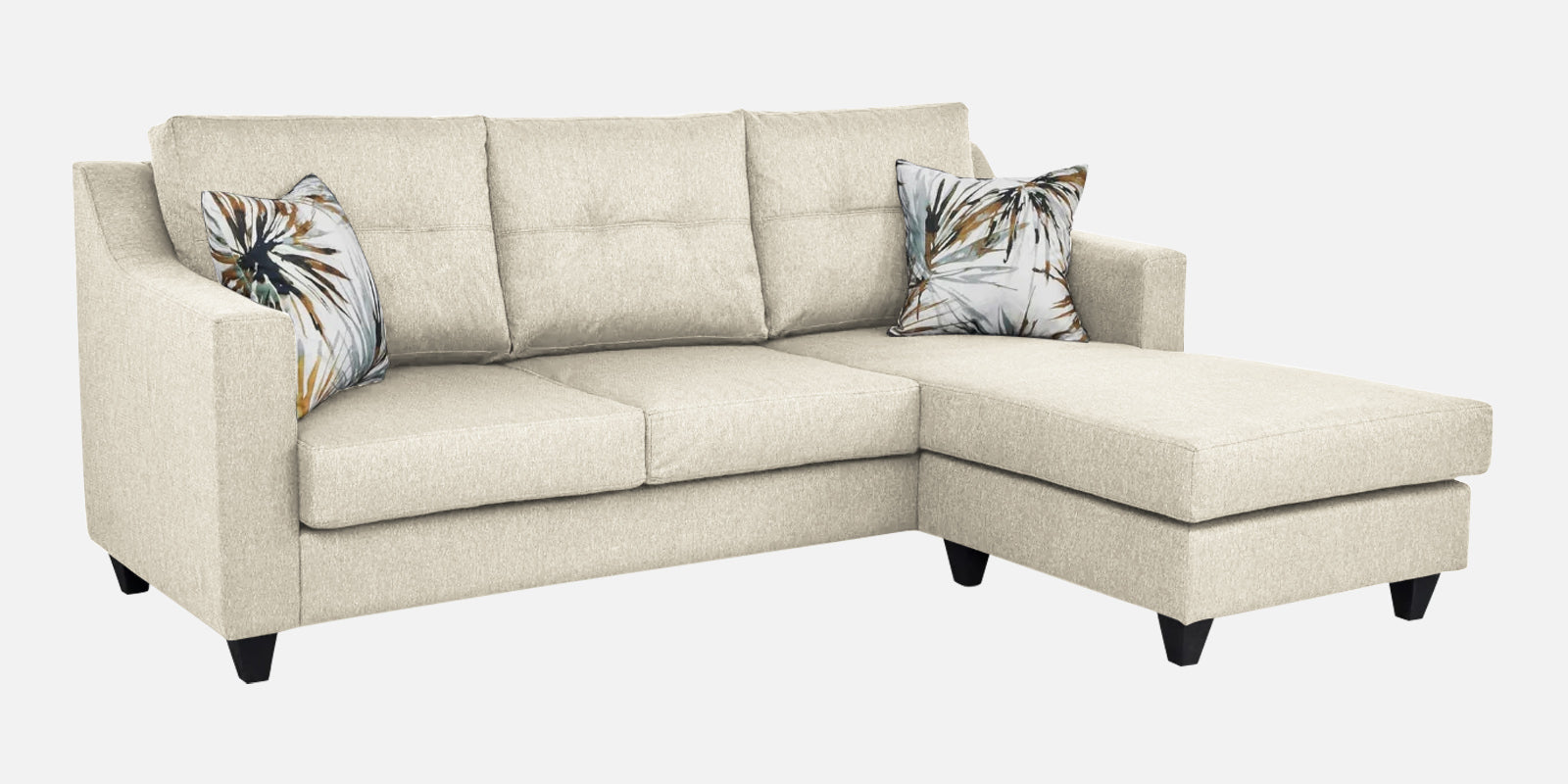 Welly Fabric LHS Sectional Sofa (2+Lounger) In Ivory Cream Colour - Febonic Living