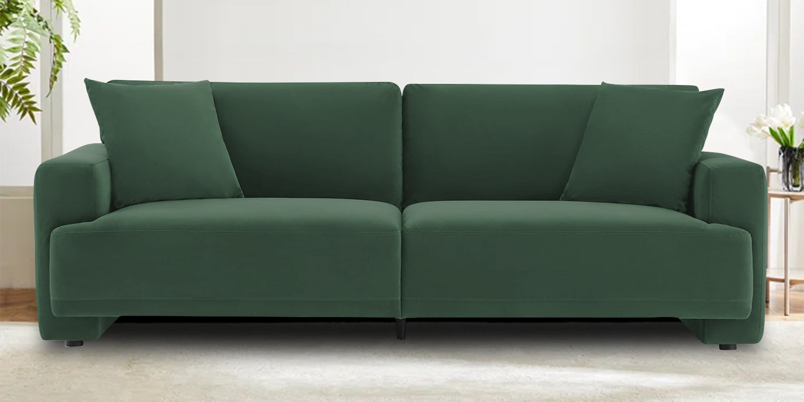 Kosta Velvet 3 Seater Sofa In Amazon Green Colour - Febonic Living