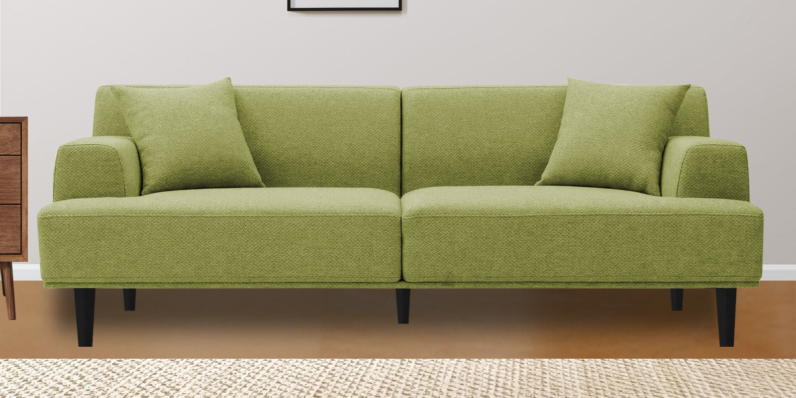 Cobby Fabric 3 Seater Sofa In Lime Green Colour - Febonic Living