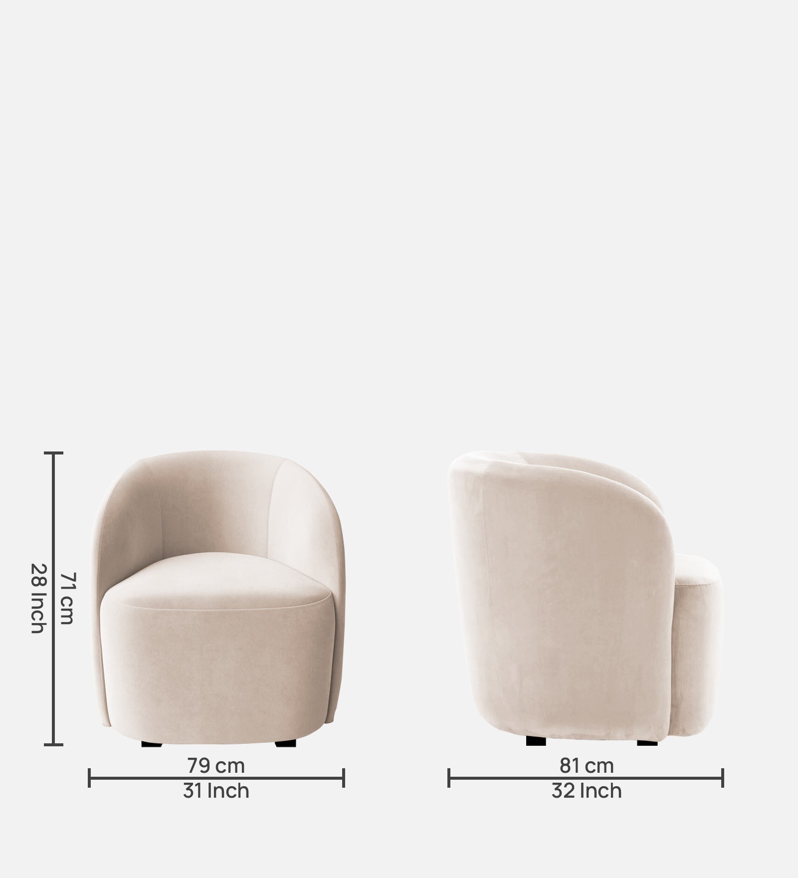 Lucky Velvet Wing Chair In Camel Beige Colour - Febonic Living