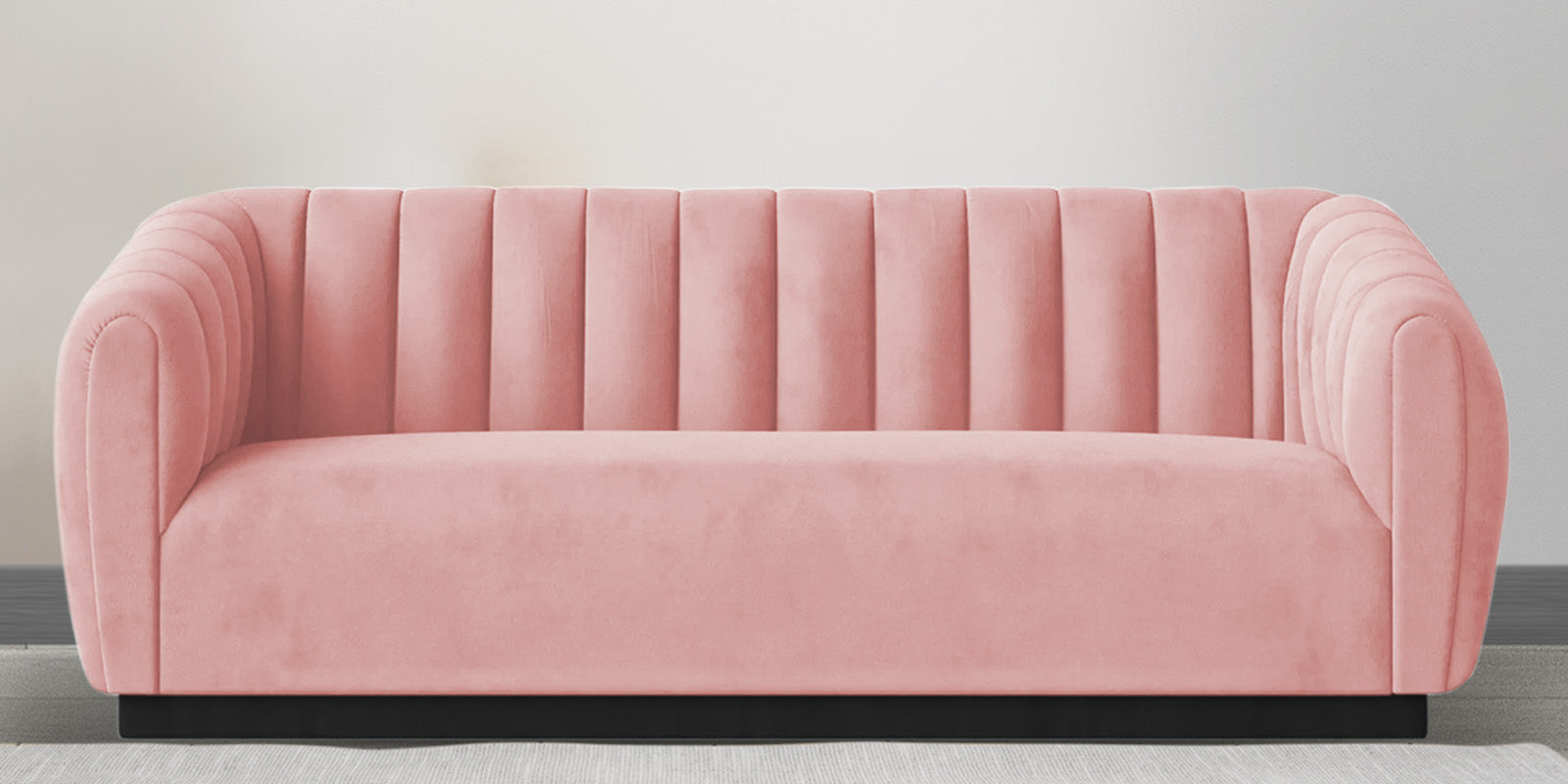 Ferry Velvet 3 Seater Sofa In Millennial Pink Colour - Febonic Living