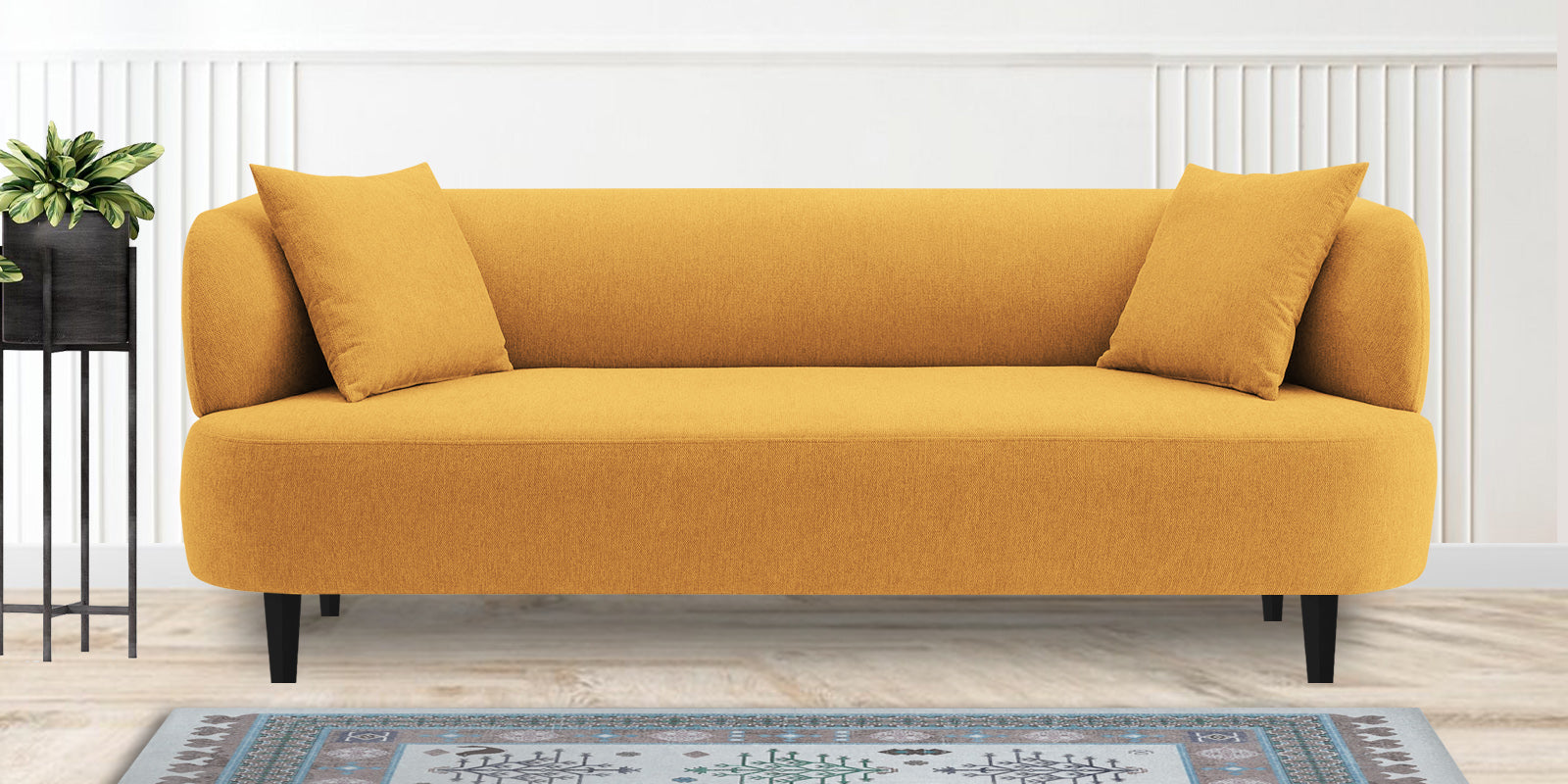 Carson Fabric 3 Seater Sofa In Blush Yellow Colour - Febonic Living