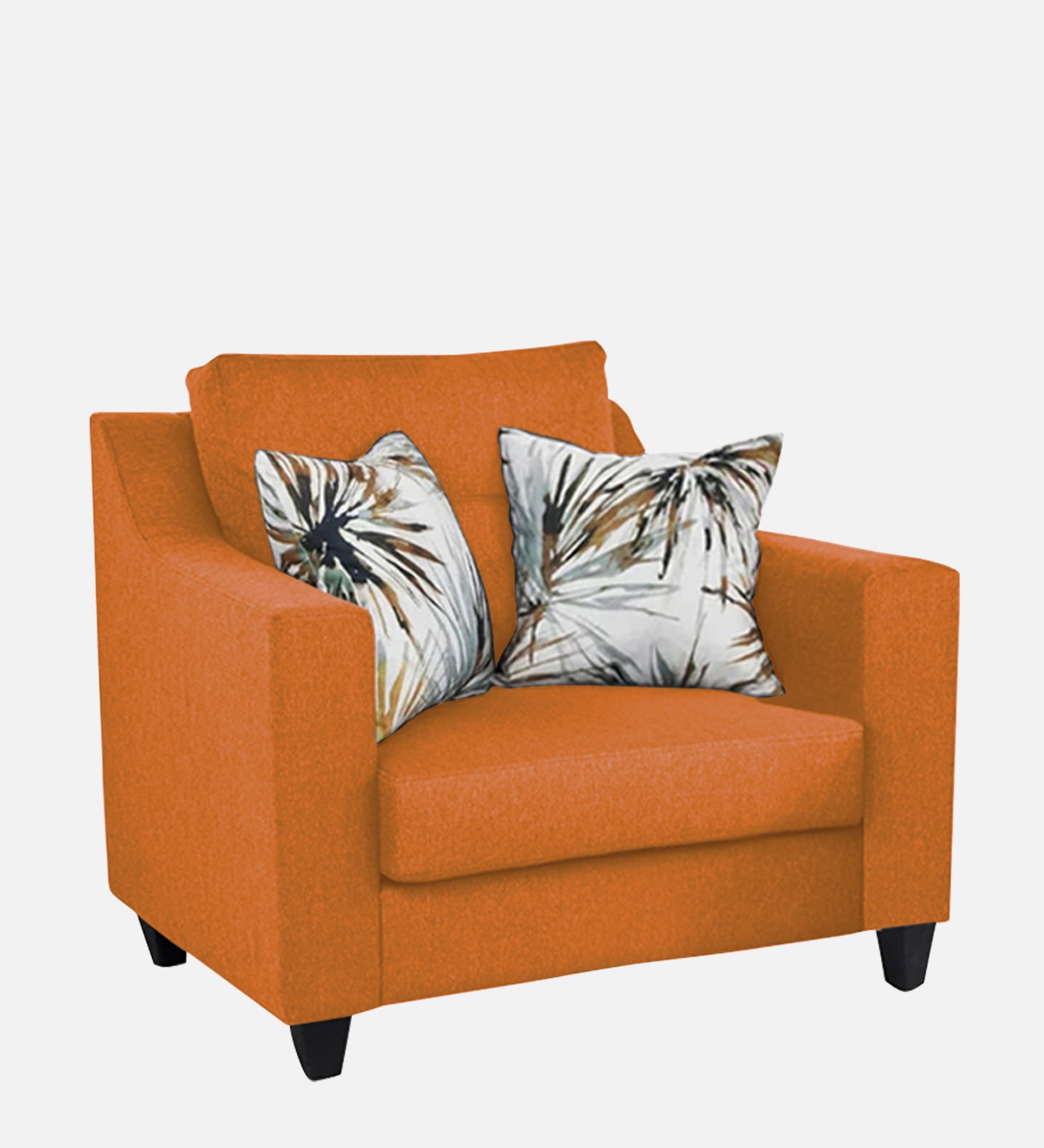 Welly Fabric 1 Seater Sofa In Dark Orange Colour - Febonic Living