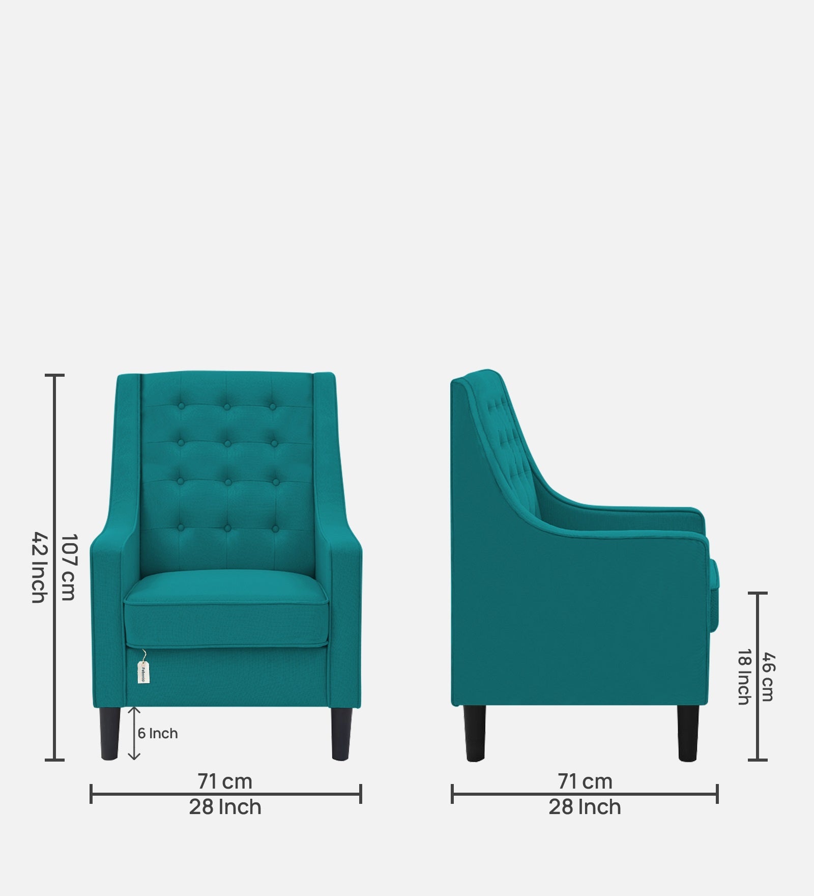 Sona Fabric Barrel Chair + Ottoman in Sea Green Colour