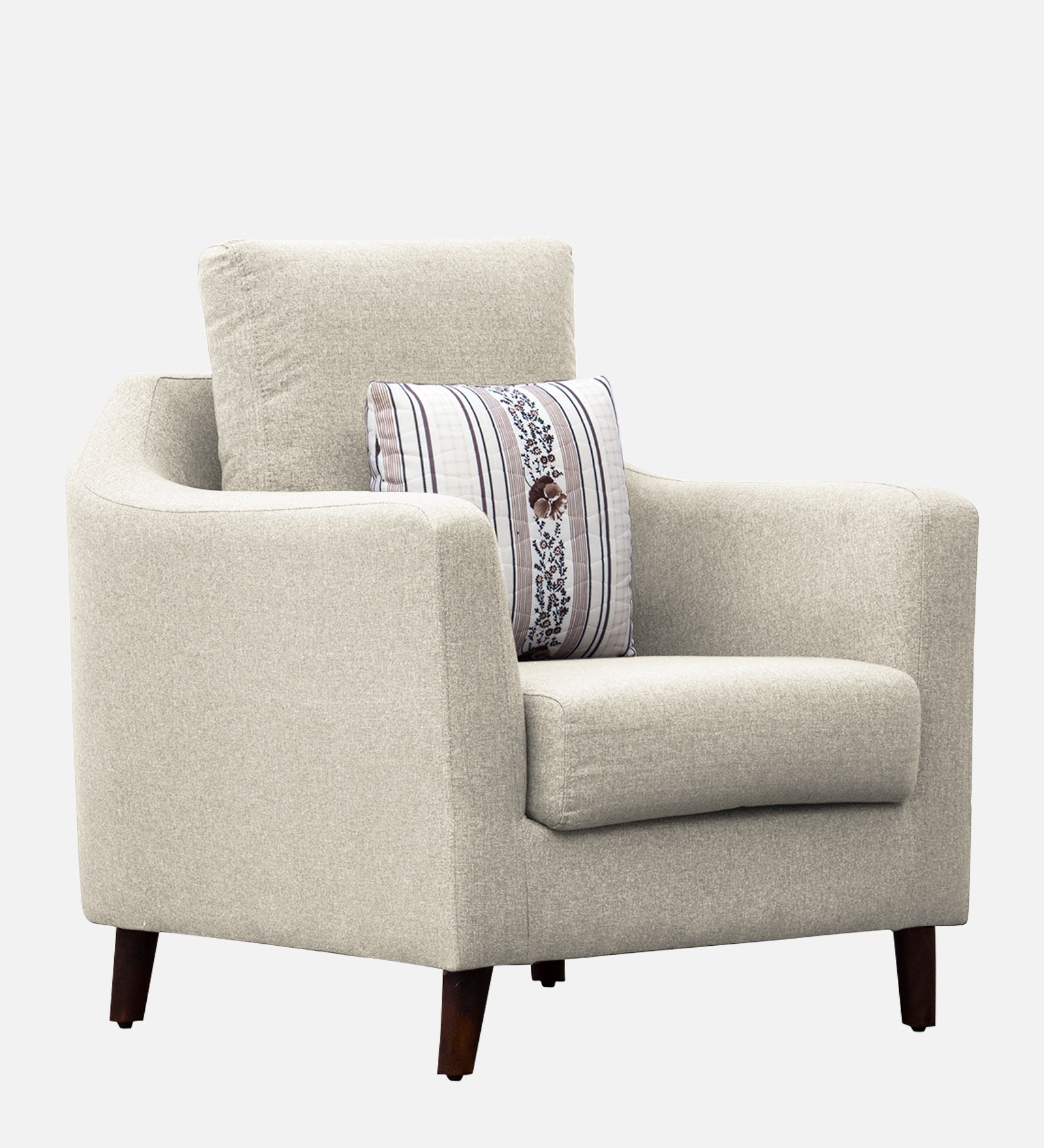 Kevin Fabric 1 Seater Sofa In Ivory Cream Colour - Febonic Living