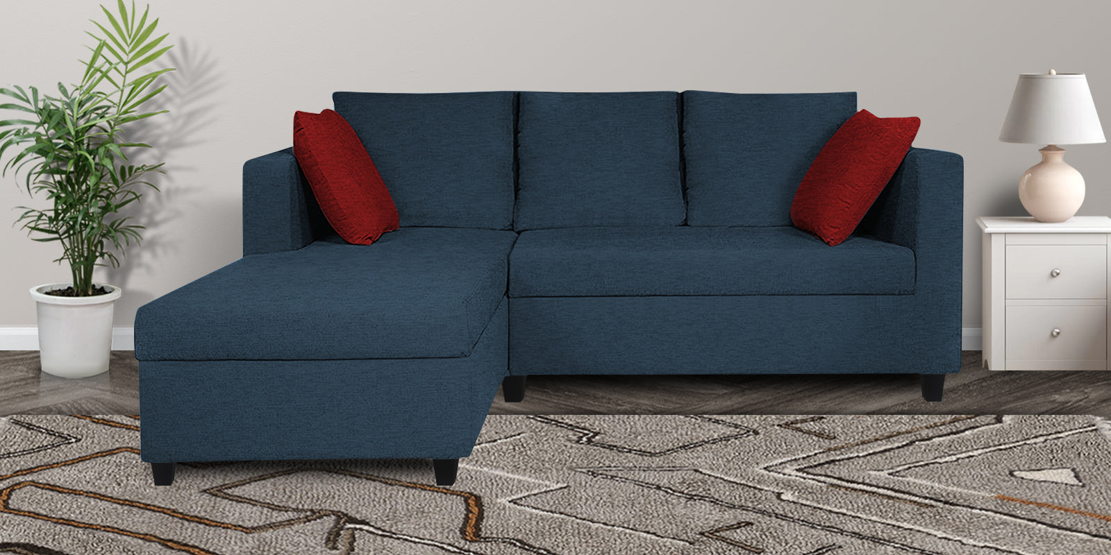 Nebula Fabric RHS Sectional Sofa (2+Lounger) In Light Blue Colour - Febonic Living