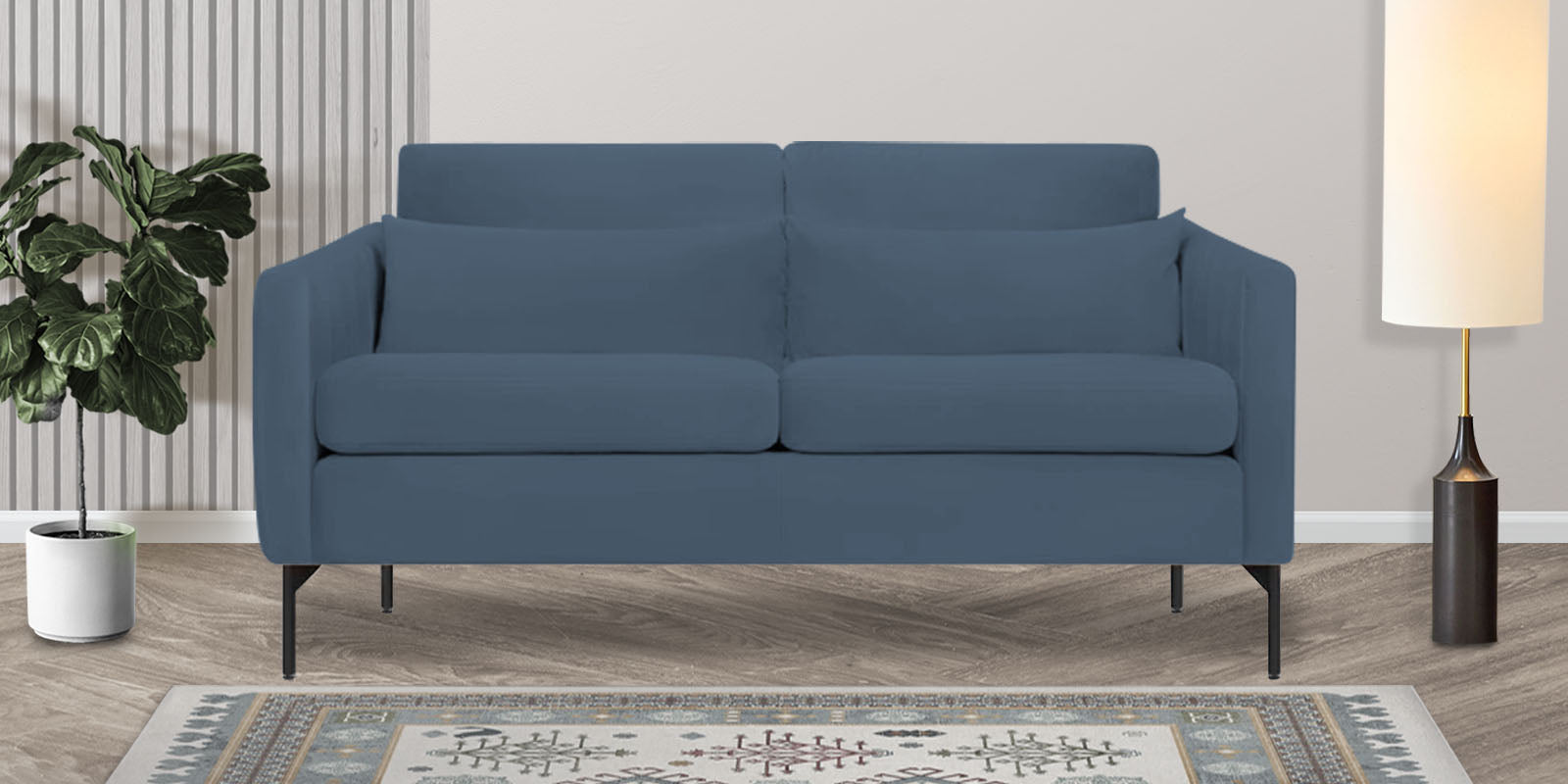 Haru Velvet 2 Seater Sofa In Oxford Blue Colour - Febonic Living