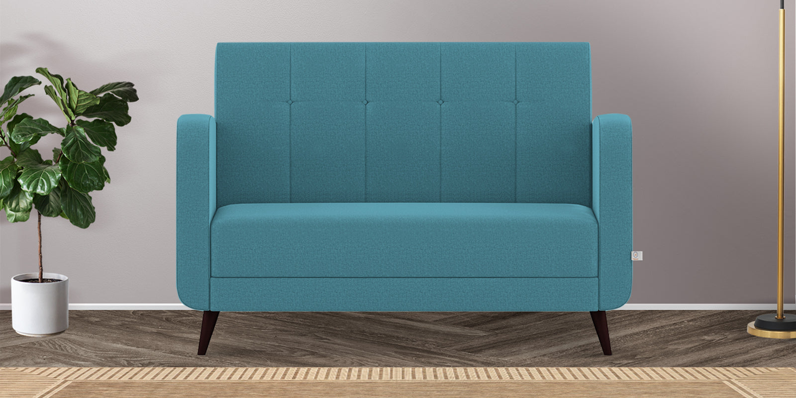 Wiki Velvet 2 Seater Sofa In Aqua Blue Colour - Febonic Living