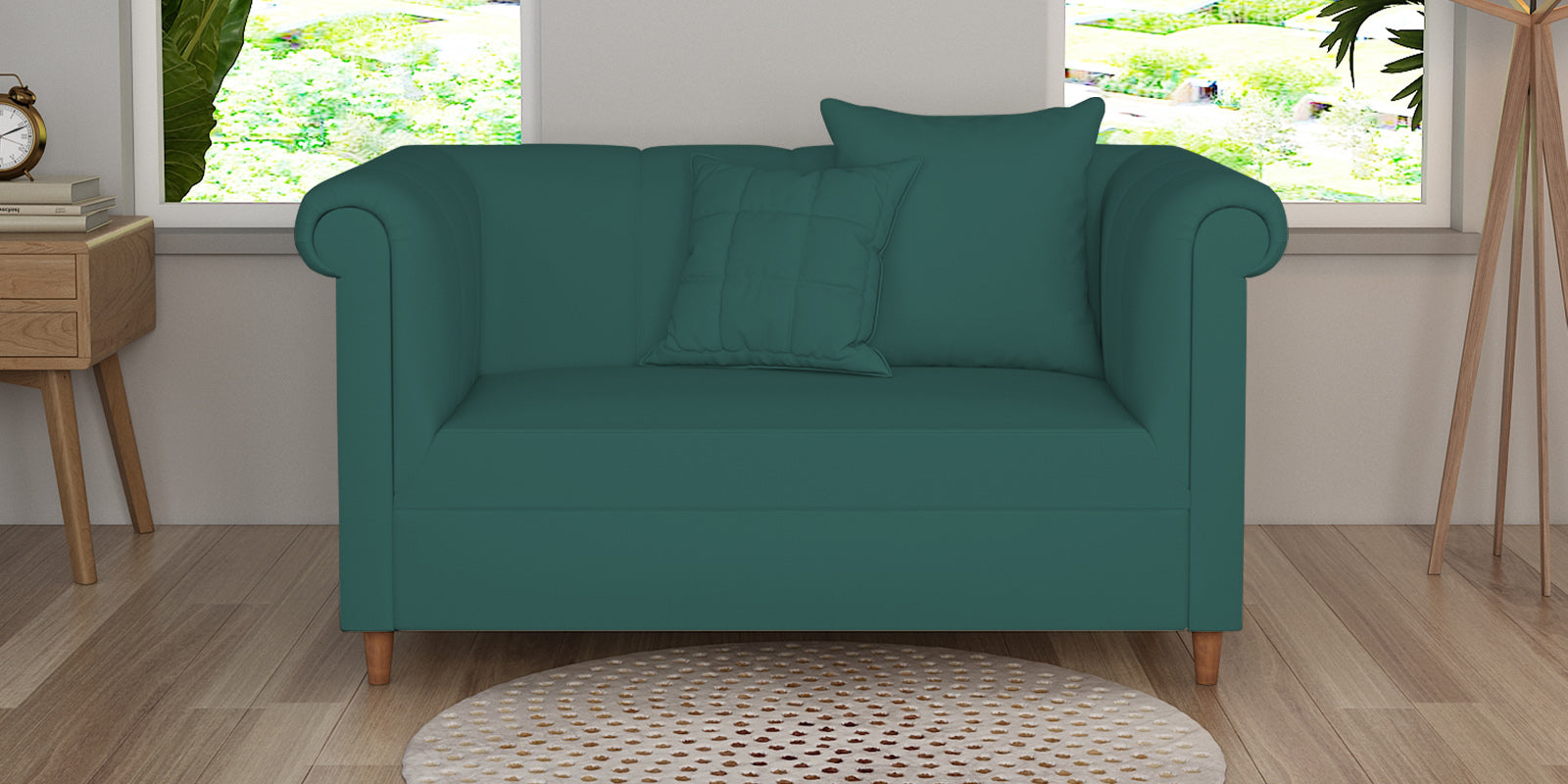 Rubi Velvet 2 Seater Sofa In Pine green Colour - Febonic Living