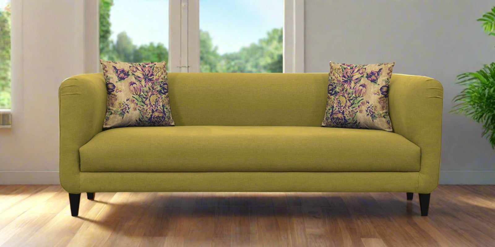 Niki Fabric 3 Seater Sofa In Parrot Green Colour - Febonic Living