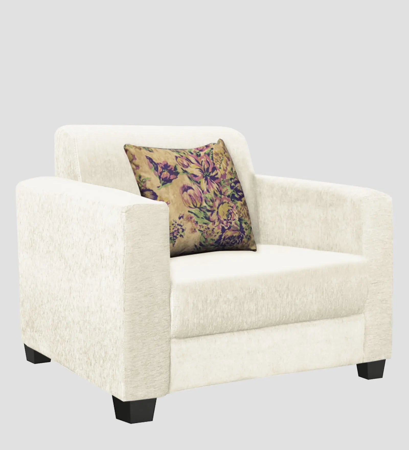 Lipu Fabric 1 Seater Sofa In Ivory Cream Colour Febonic Living