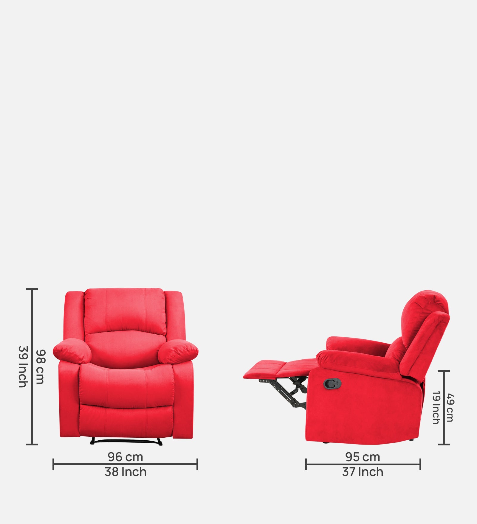 Lexi Fabric 1 Seater Motorized Recliner In Ox Blood Maroon Colour - Febonic Living