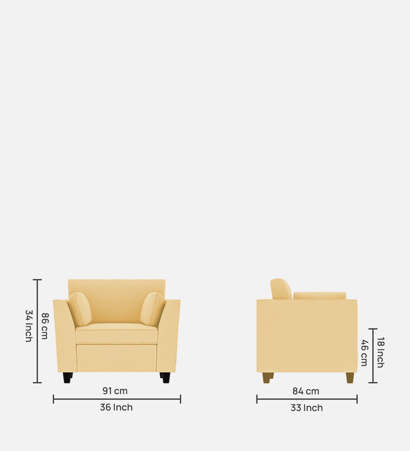 Bristo Velvet 1 Seater Sofa In Sandy Beige Colour With Storage - Febonic Living