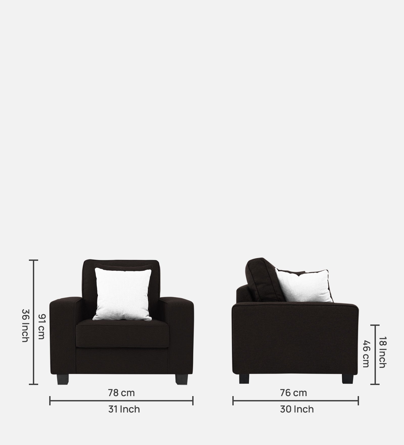 Ladybug Fabric 1 Seater Sofa In Cara Brown Colour - Febonic Living