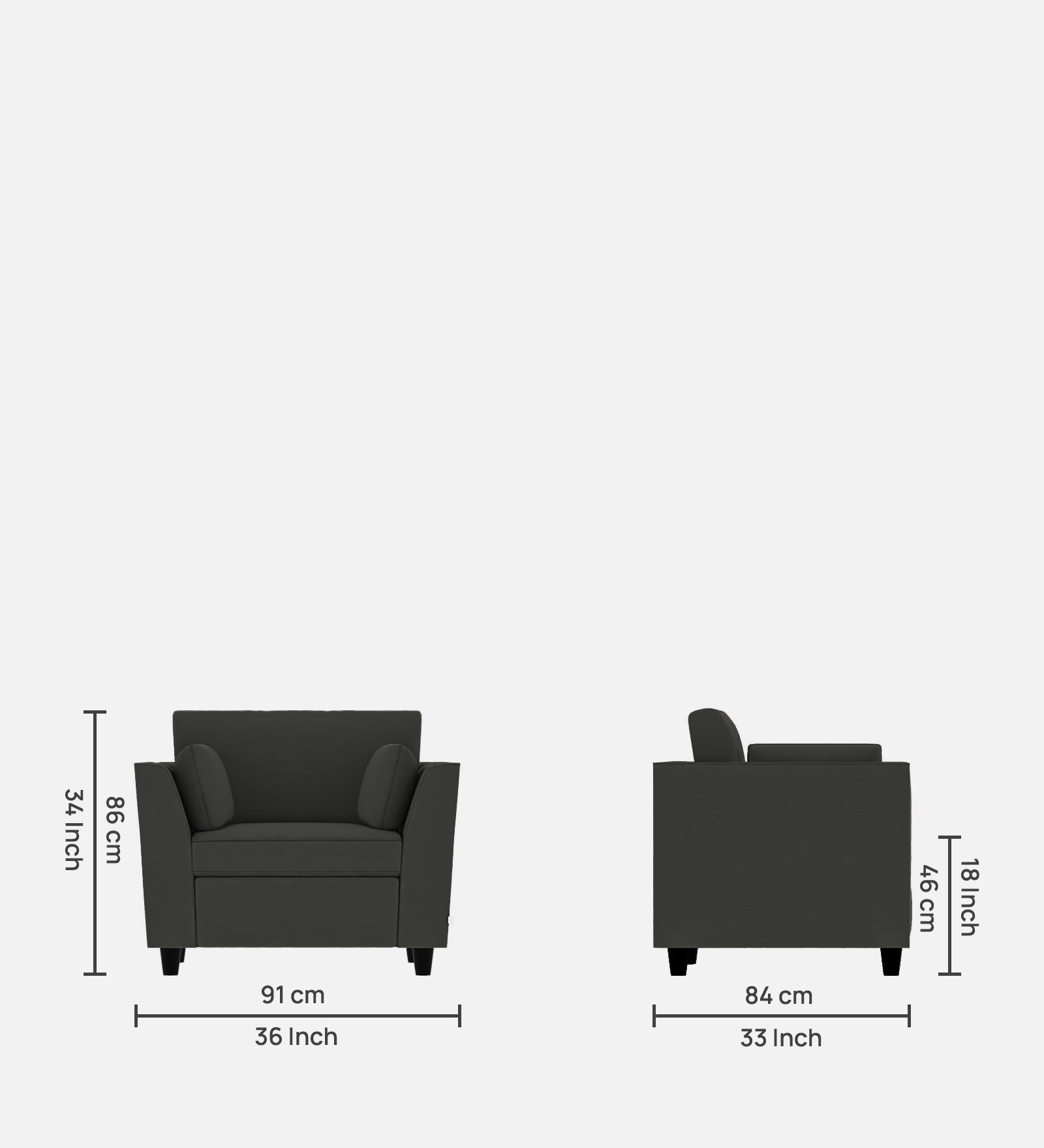 Bristo Velvet 1 Seater Sofa in Hory Grey Colour