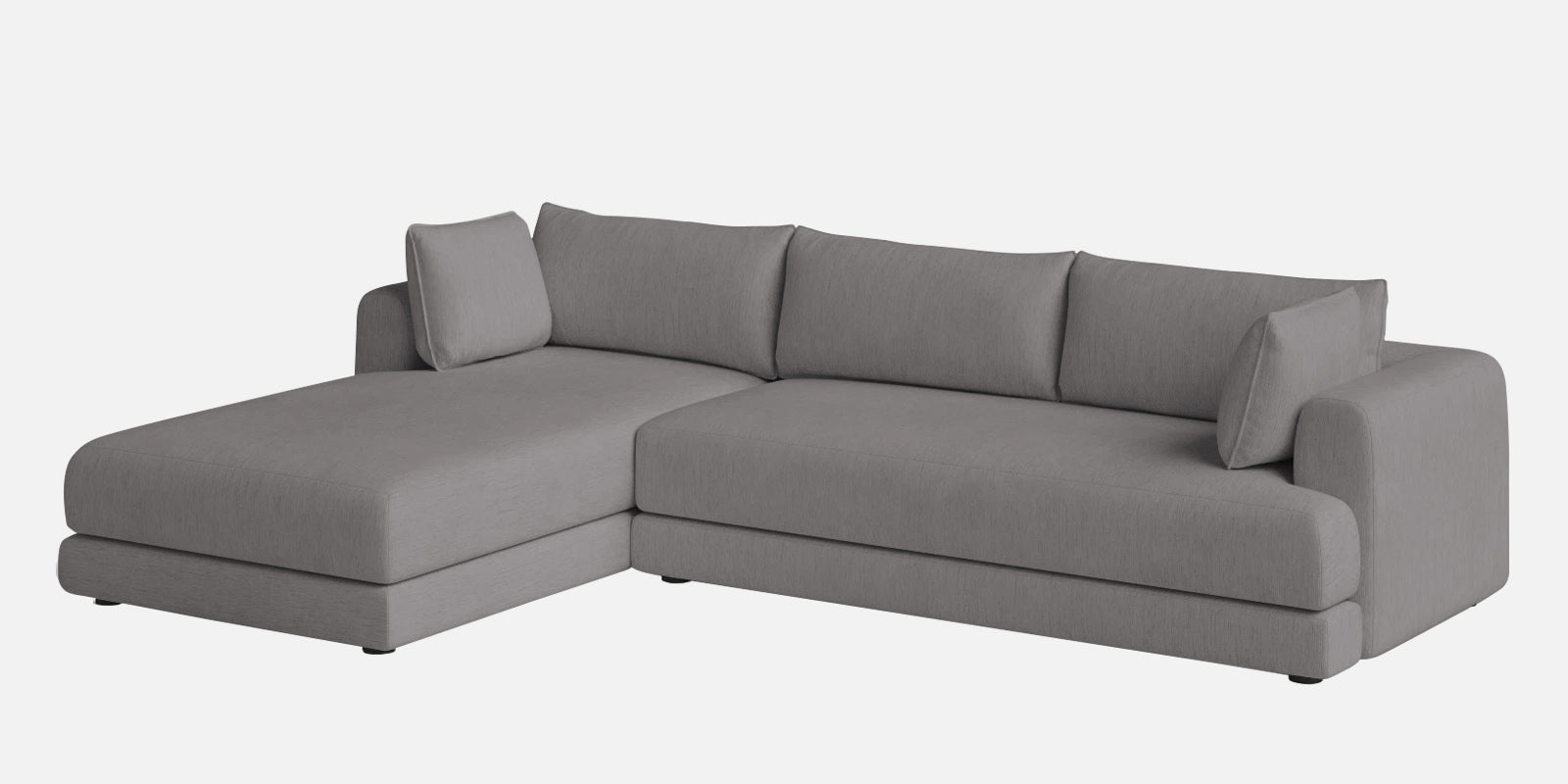 Ziggy Fabric LHS Sectional Sofa (3+Lounger) In Silver Grey Colour - Febonic Living