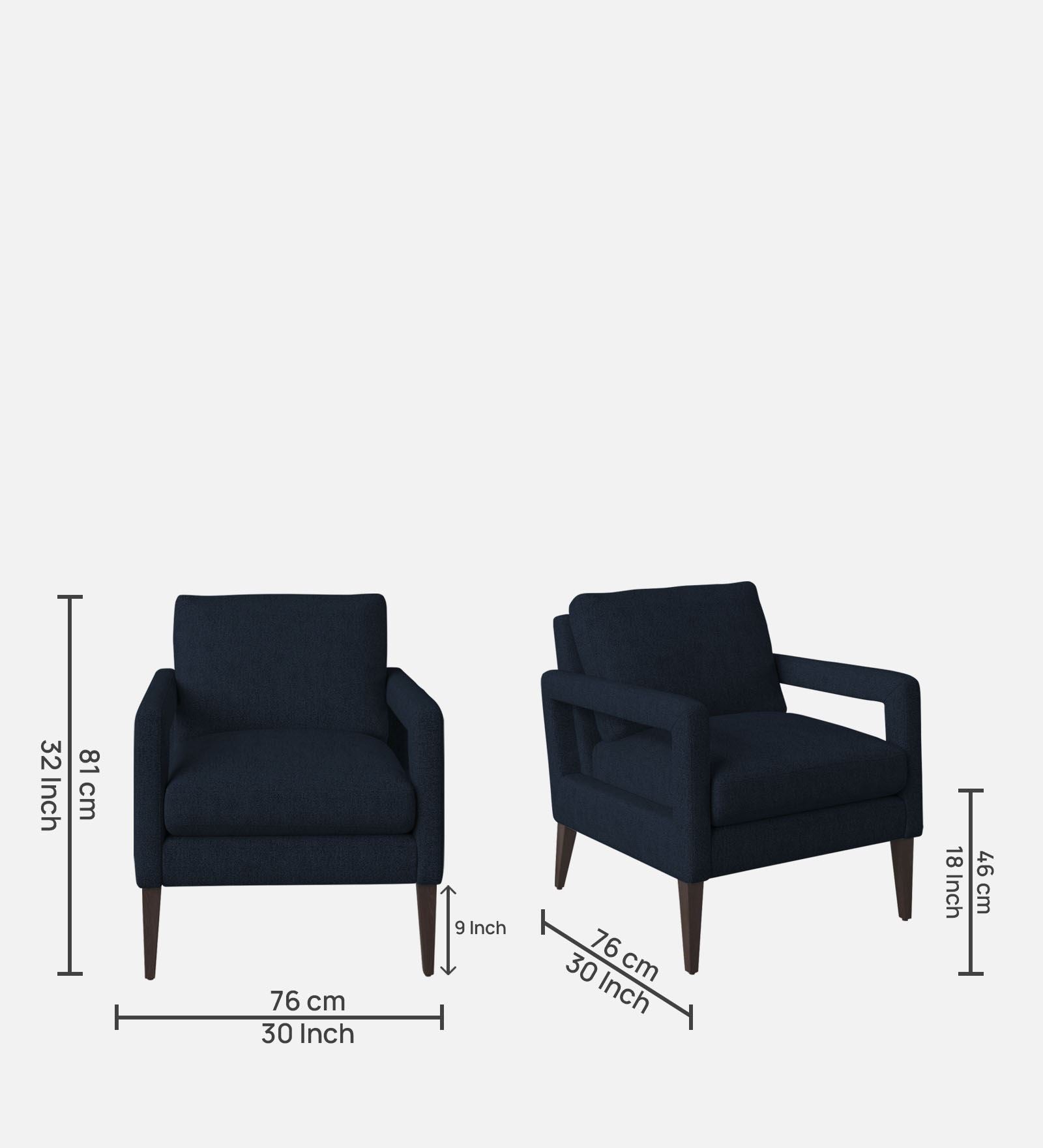 Olsen Fabric Arm Chair In Denim Blue Colour - Febonic Living