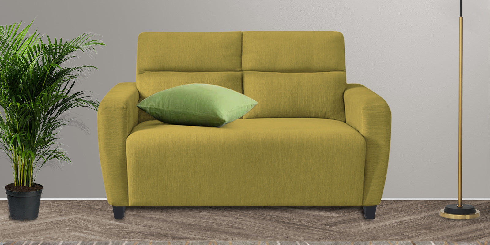 Bakadi Fabric 2 Seater Sofa In Parrot Green Colour - Febonic Living