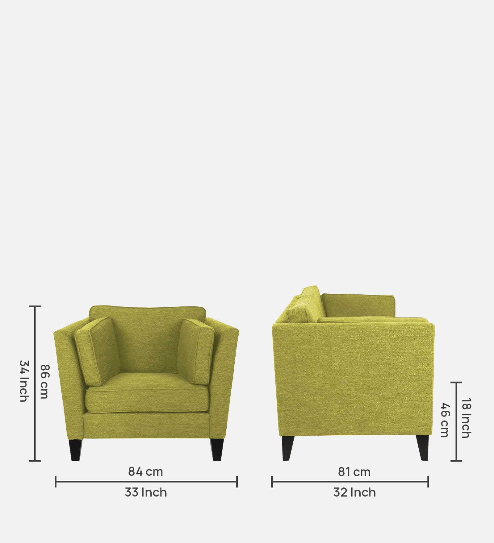 Nigar Fabric 1 Seater Sofa In  Parrot Green Colour - Febonic Living