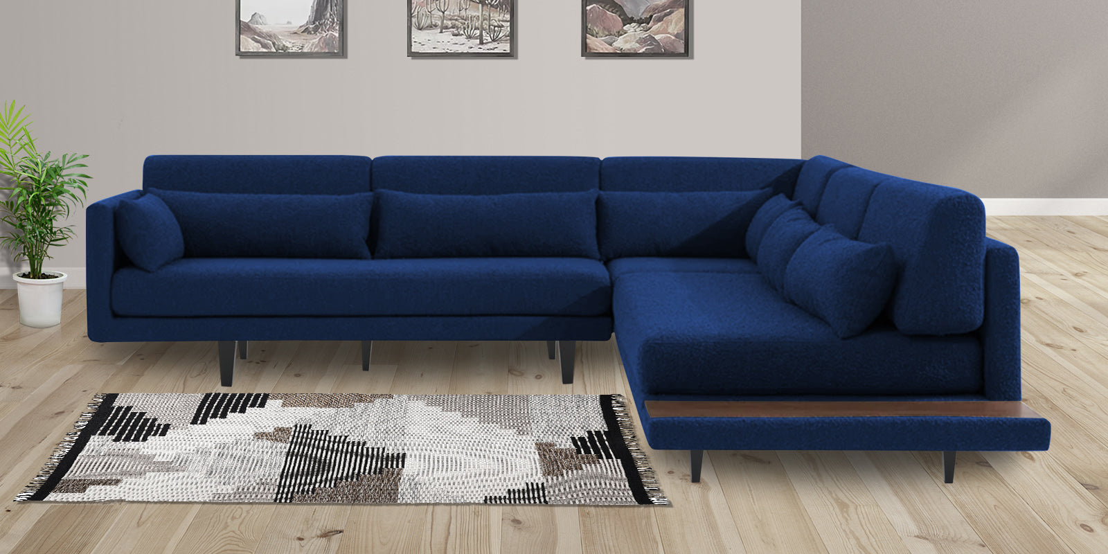 Malta Fabric 6 Seater LHS Corner Sofa In Royal Blue Colour - Febonic Living