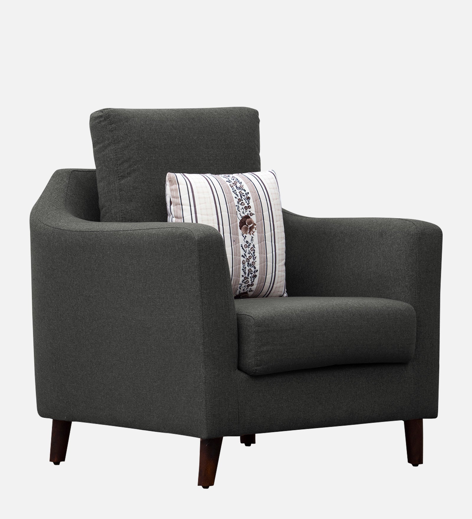 Kevin Fabric 1 Seater Sofa In Charcoal Grey Colour - Febonic Living