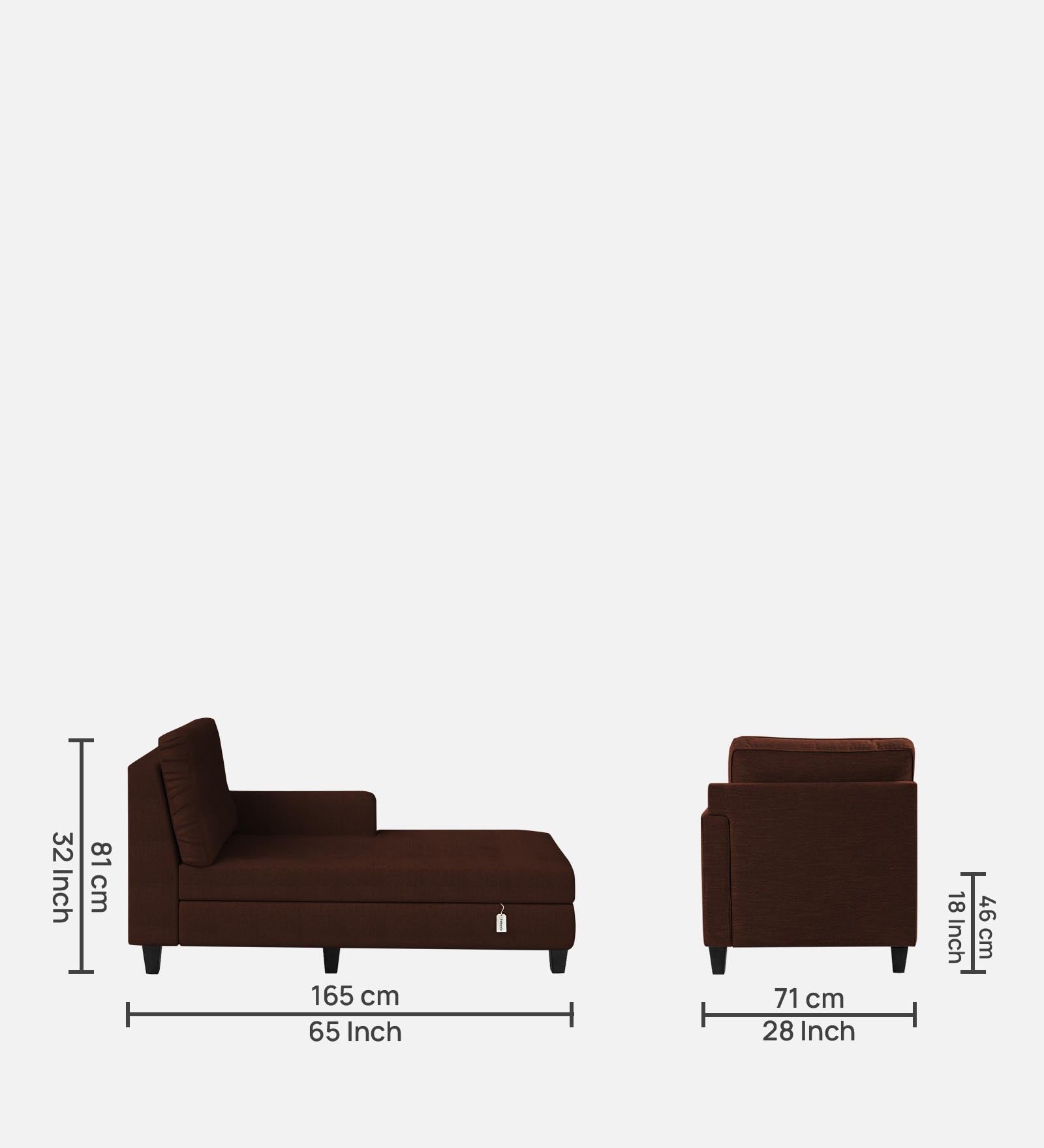 Royee Fabric RHS Chaise Lounger In Coffee Brown Colour With Storage - Febonic Living