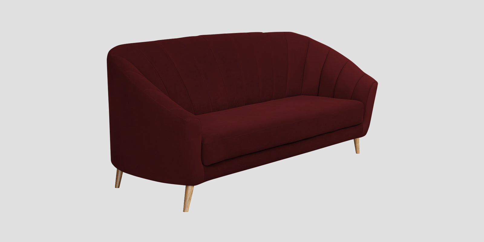 Kaylee Velvet 3 Seater Sofa In Blood Maroon Colour - Febonic Living