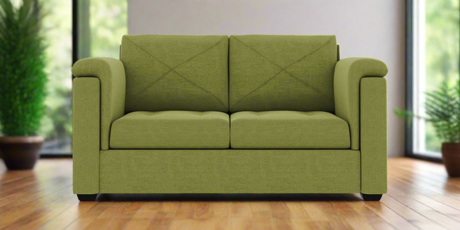 Andres Fabric 2 Seater Sofa In Lime Green Colour - Febonic Living