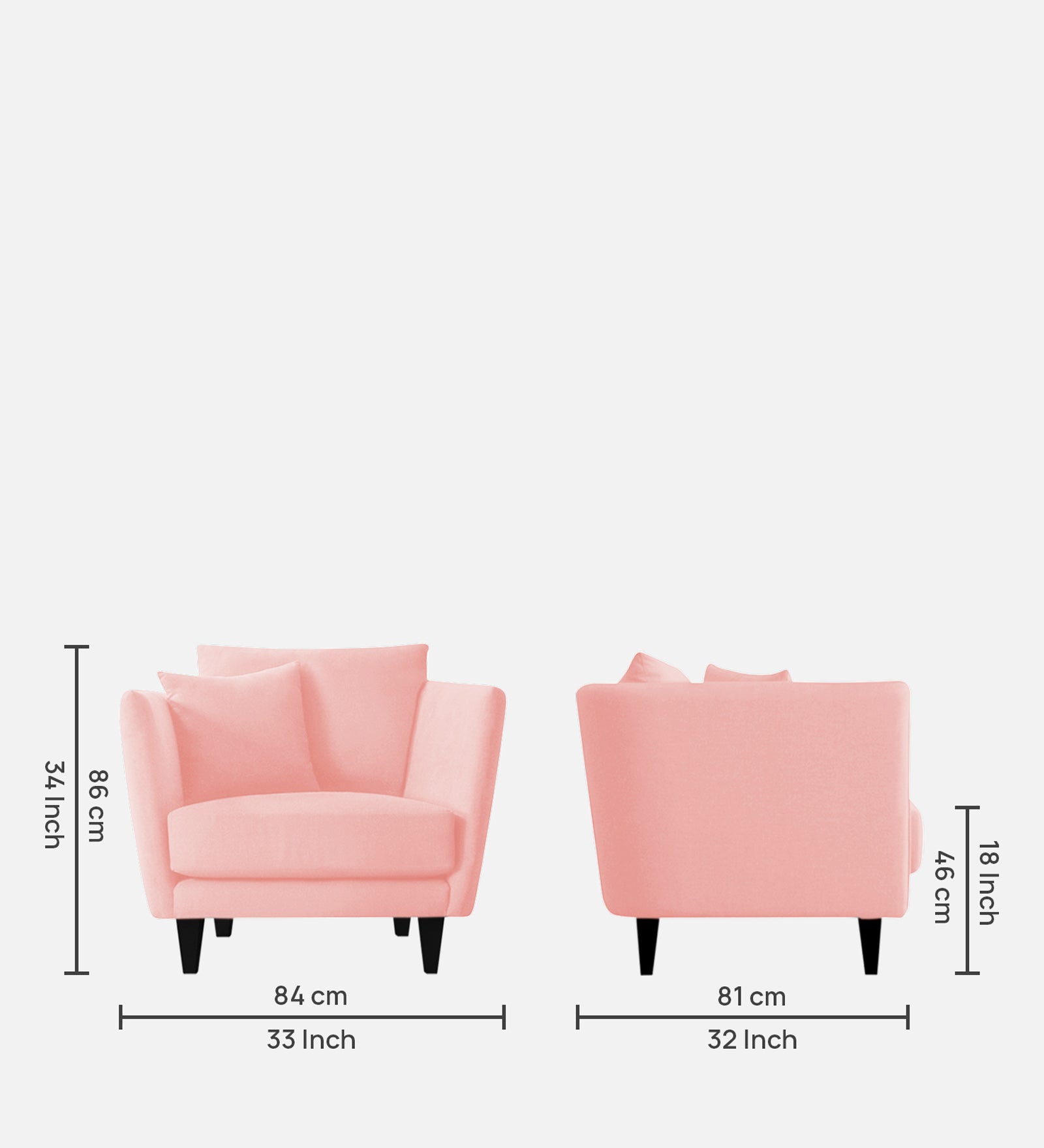 Norway Velvet 1 Seater Sofa In Millennial Pink Colour - Febonic Living