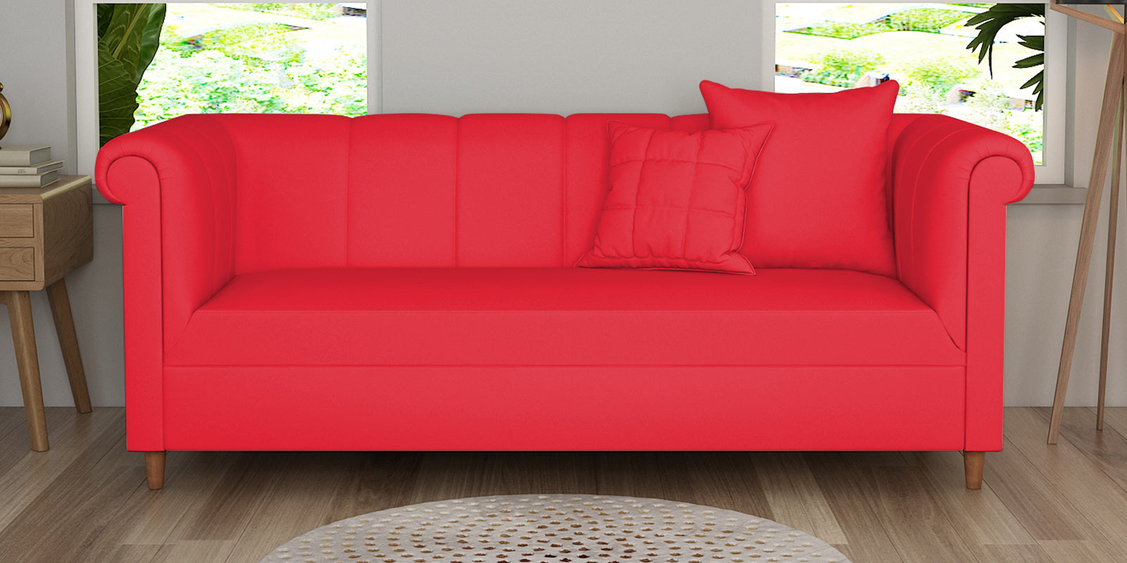 Rubi Velvet 3 Seater Sofa In Ox Blood Maroon Colour - Febonic Living