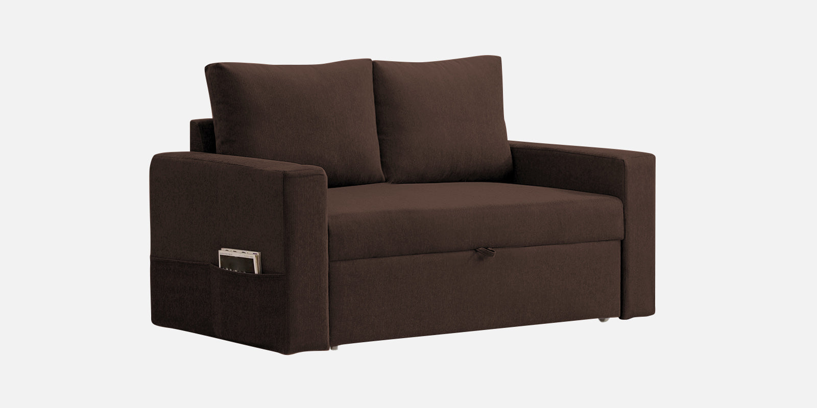 Kara Fabric 2 Seater Pull Out Sofa Cum Bed In Coffee Brown Colour - Febonic Living