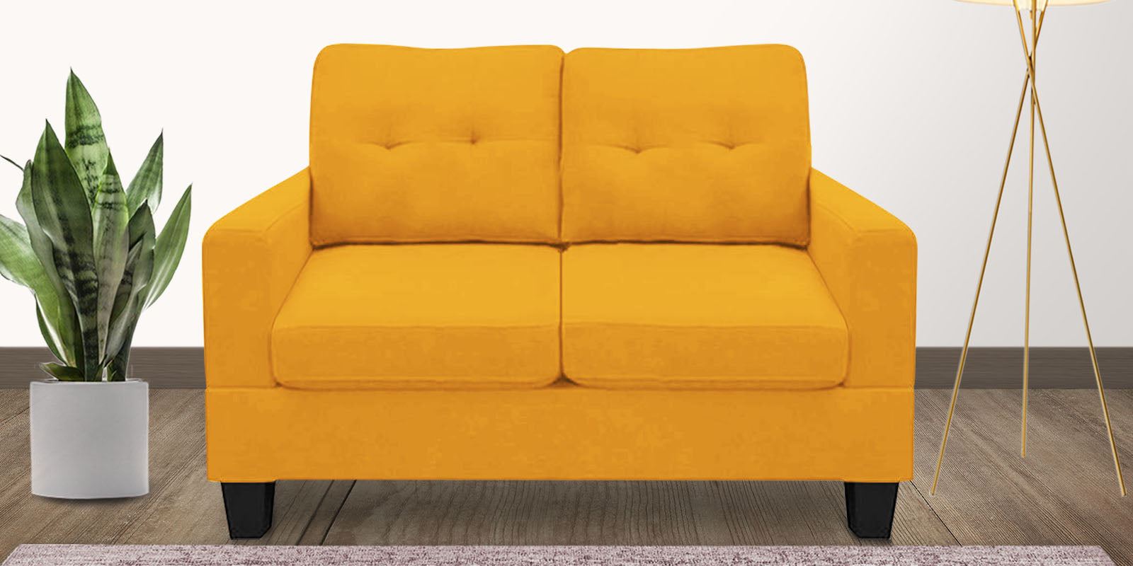 Thomas Fabric 2 Seater Sofa In Bold Yellow Colour - Febonic Living