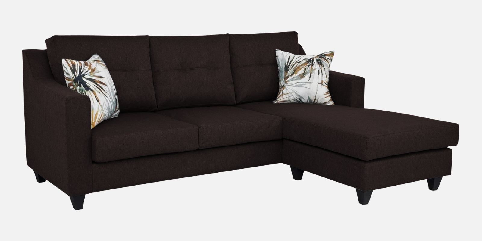 Welly Fabric LHS Sectional Sofa (2+Lounger) In Dark Brown Colour