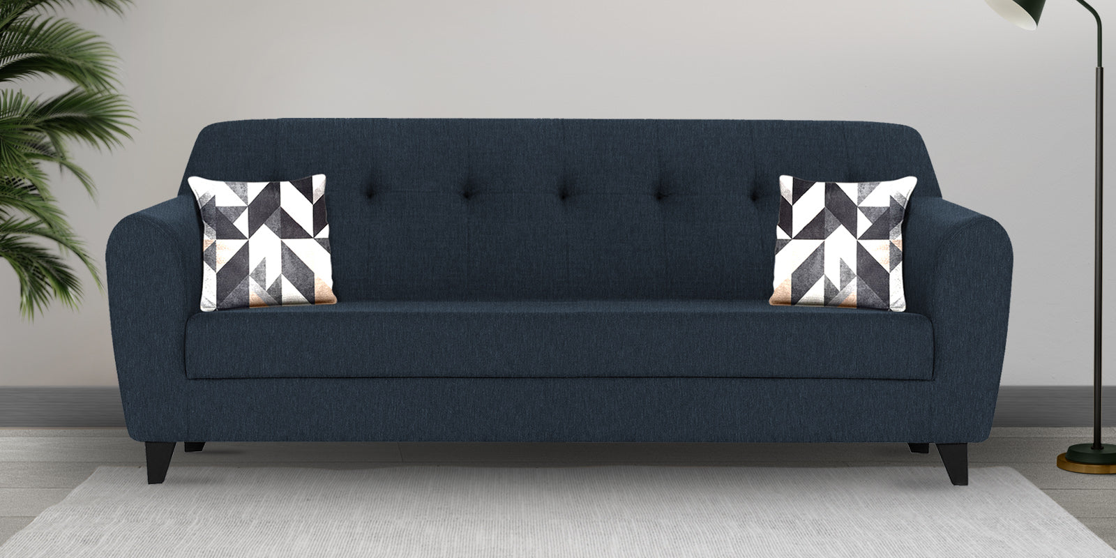 Melaan Fabric 3 Seater Sofa In Denim Blue Colour - Febonic Living