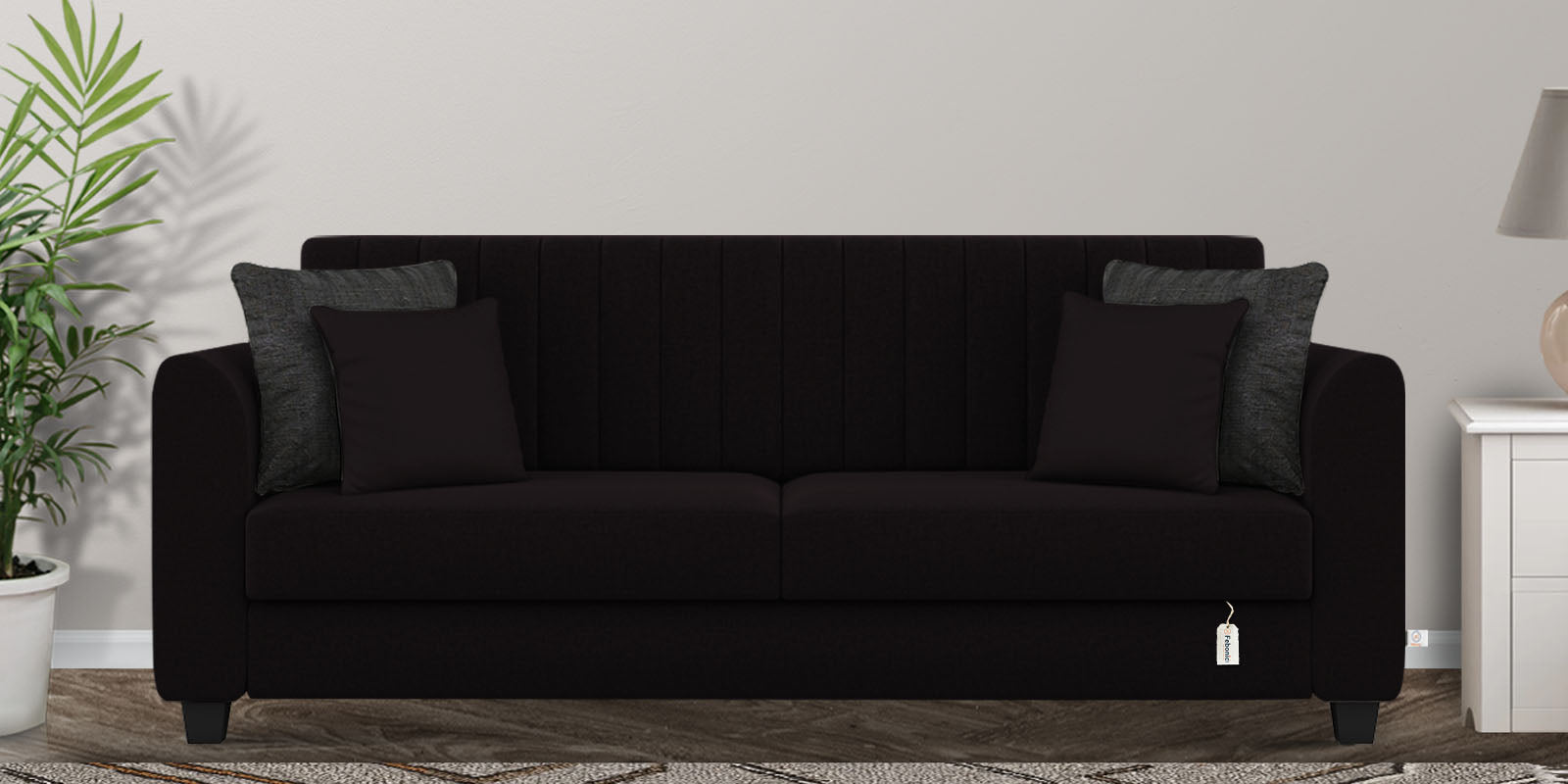 Cosmic Fabric 3 Seater Sofa In Cara Brown Colour - Febonic Living