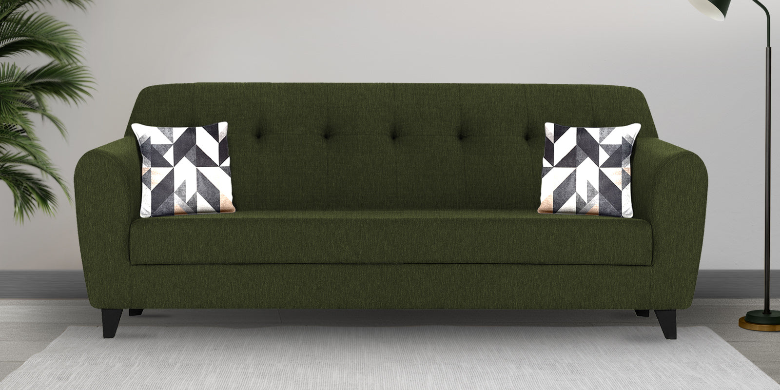 Melaan Fabric 3 Seater Sofa In Olive Green Colour - Febonic Living