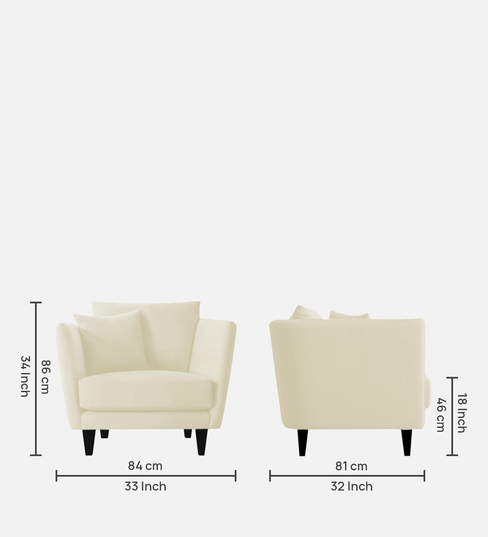 Norway Velvet 1 Seater Sofa In Warm White Colour - Febonic Living