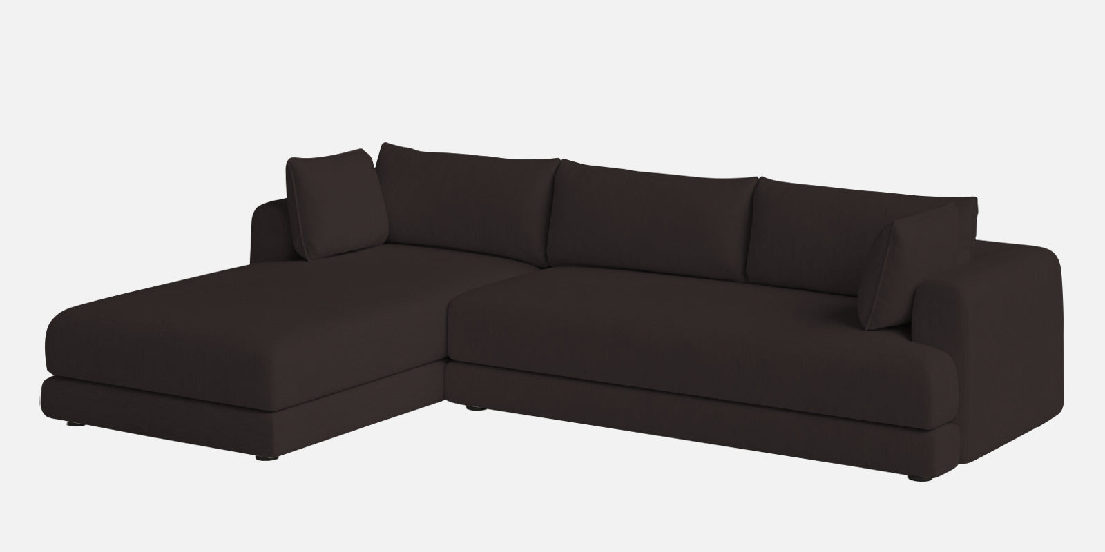 Ziggy Fabric LHS Sectional Sofa (3+Lounger) In Pebble Brown Colour - Febonic Living